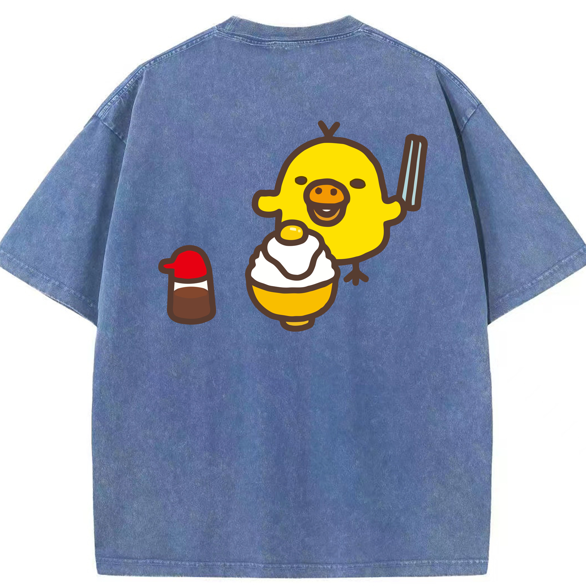 （画像用） リラックマ リラックマ キイロイトリ Rilakkuma Korilakkuma Kiiroitori 綿100% ヴィンテージ風 半袖Tシャツ（背面プリント）