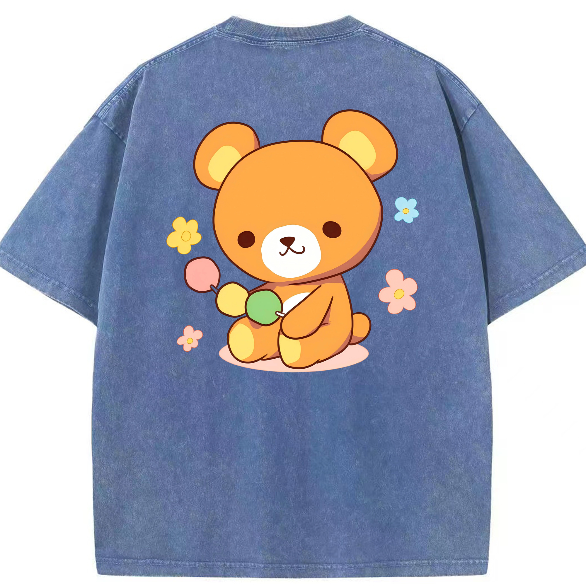 （画像用） リラックマ リラックマ キイロイトリ Rilakkuma Korilakkuma Kiiroitori 綿100% ヴィンテージ風 半袖Tシャツ（背面プリント）
