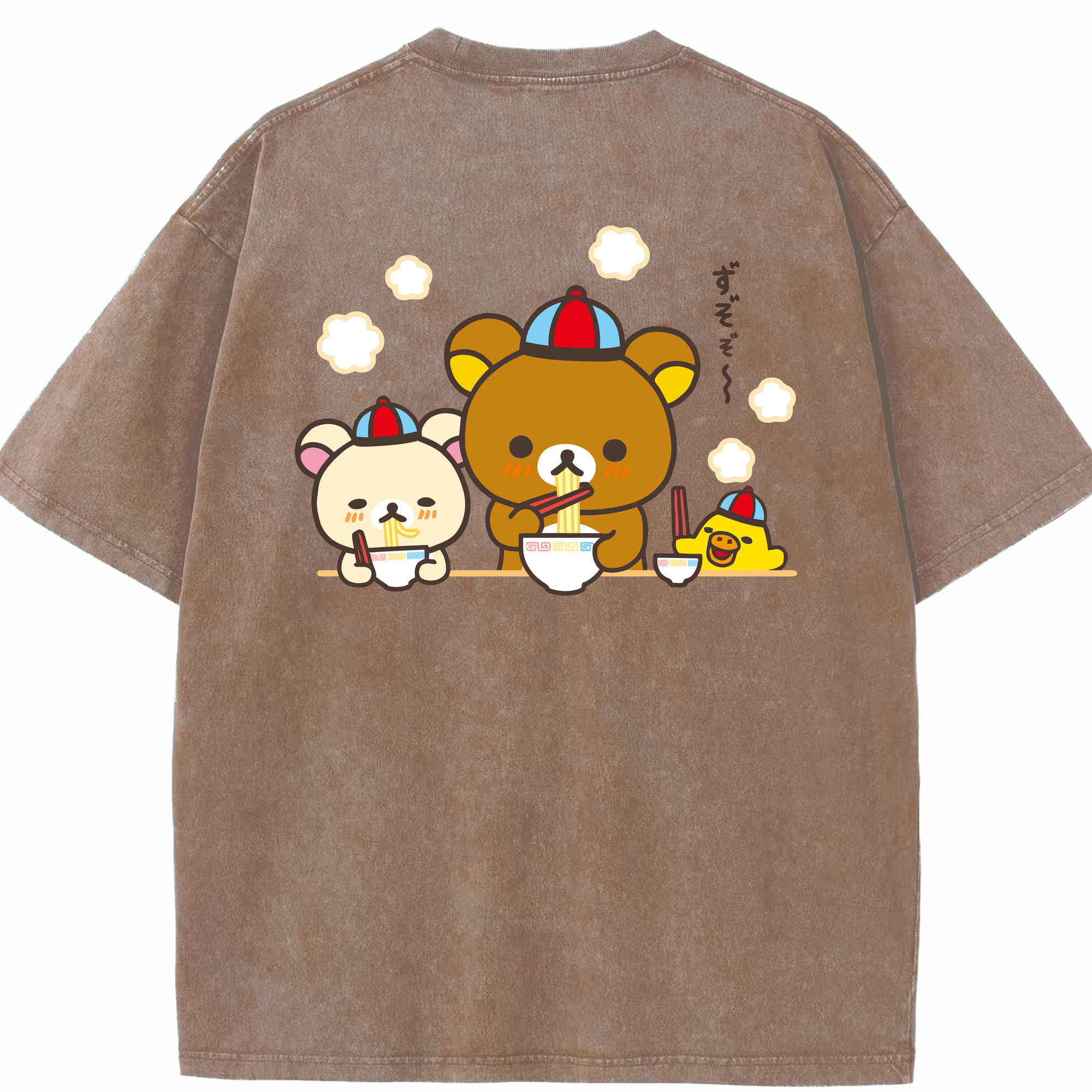 （画像用） リラックマ リラックマ キイロイトリ Rilakkuma Korilakkuma Kiiroitori 綿100% ヴィンテージ風 半袖Tシャツ（背面プリント）