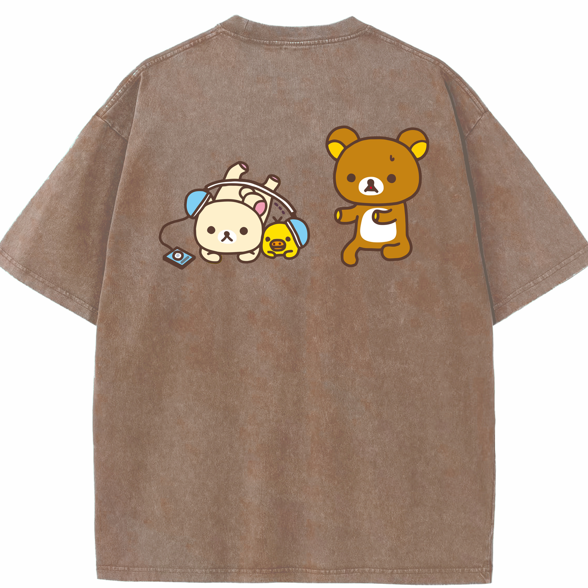 （画像用） リラックマ リラックマ キイロイトリ Rilakkuma Korilakkuma Kiiroitori 綿100% ヴィンテージ風 半袖Tシャツ（背面プリント）