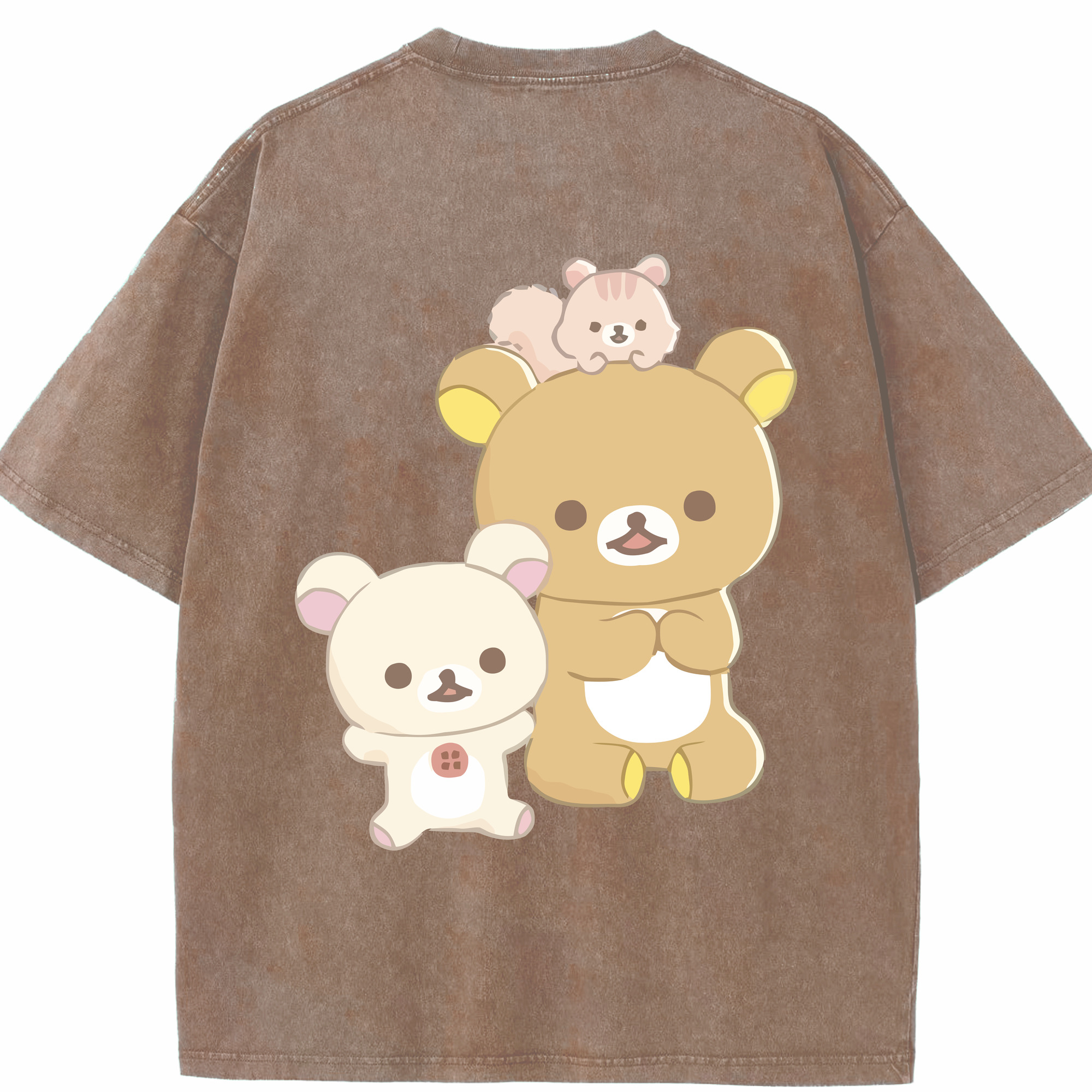 （画像用） リラックマ リラックマ キイロイトリ Rilakkuma Korilakkuma Kiiroitori 綿100% ヴィンテージ風 半袖Tシャツ（背面プリント）