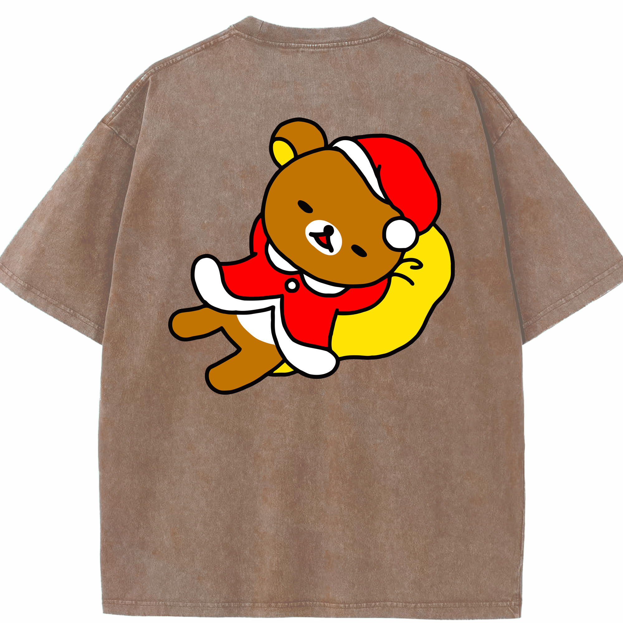 （画像用） リラックマ リラックマ キイロイトリ Rilakkuma Korilakkuma Kiiroitori 綿100% ヴィンテージ風 半袖Tシャツ（背面プリント）