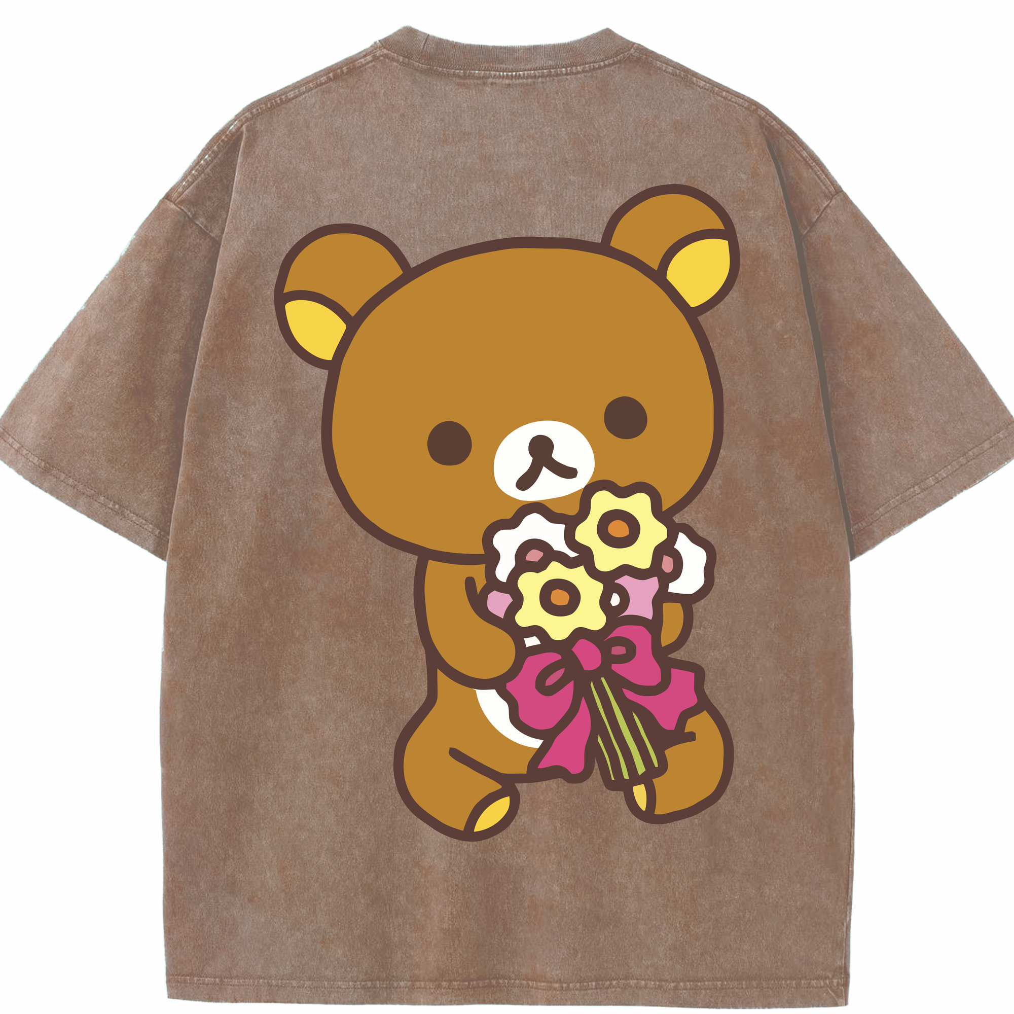 （画像用） リラックマ リラックマ キイロイトリ Rilakkuma Korilakkuma Kiiroitori 綿100% ヴィンテージ風 半袖Tシャツ（背面プリント）