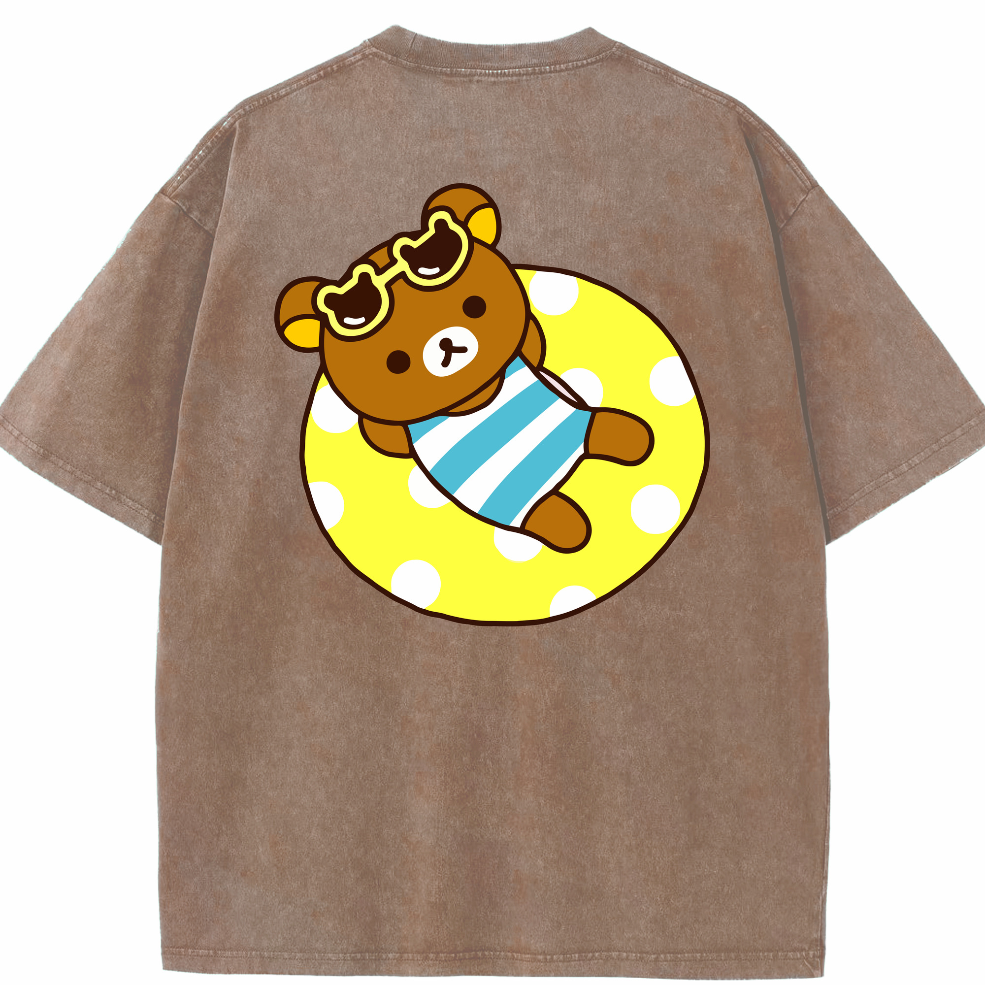 （画像用） リラックマ リラックマ キイロイトリ Rilakkuma Korilakkuma Kiiroitori 綿100% ヴィンテージ風 半袖Tシャツ（背面プリント）