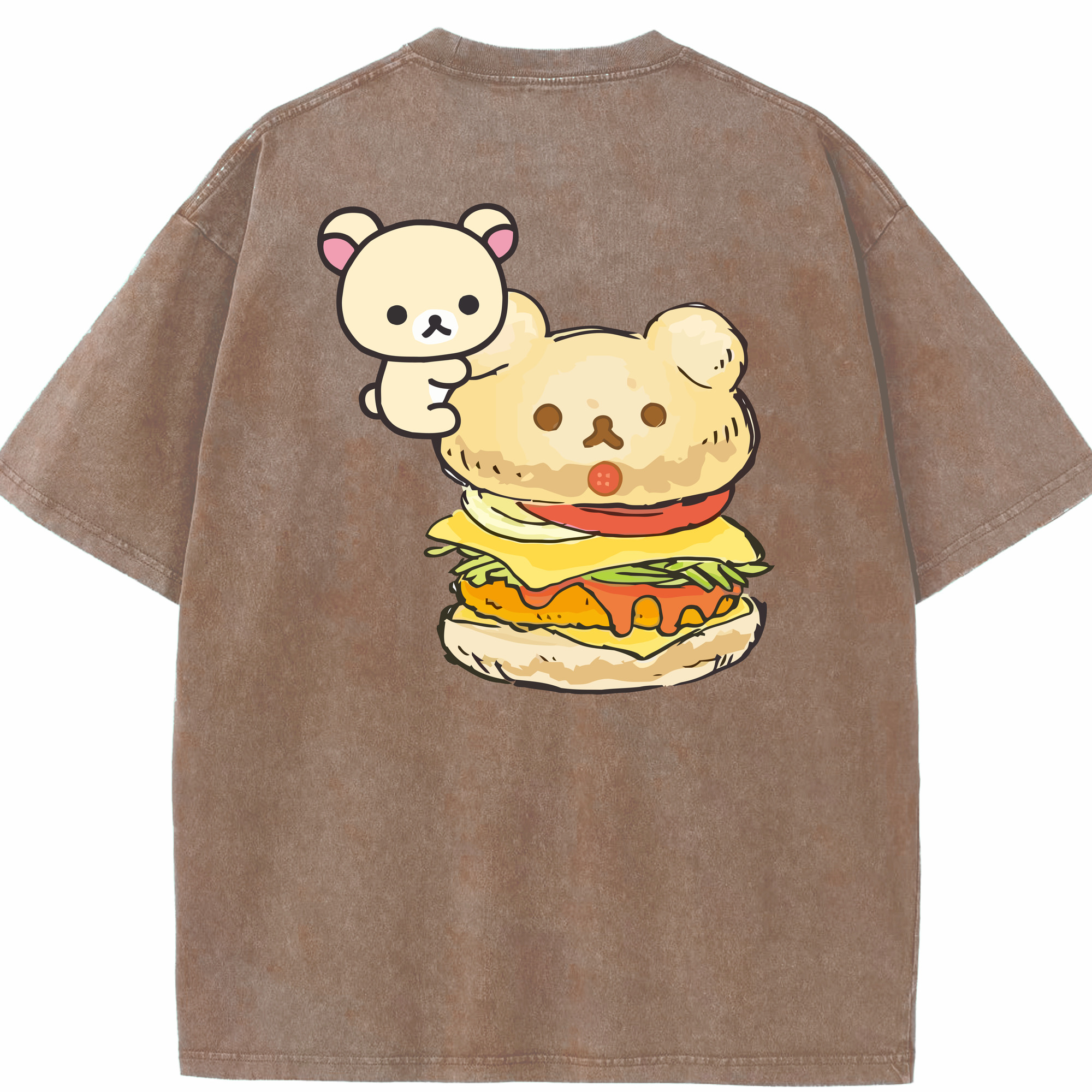 （画像用） リラックマ リラックマ キイロイトリ Rilakkuma Korilakkuma Kiiroitori 綿100% ヴィンテージ風 半袖Tシャツ（背面プリント）