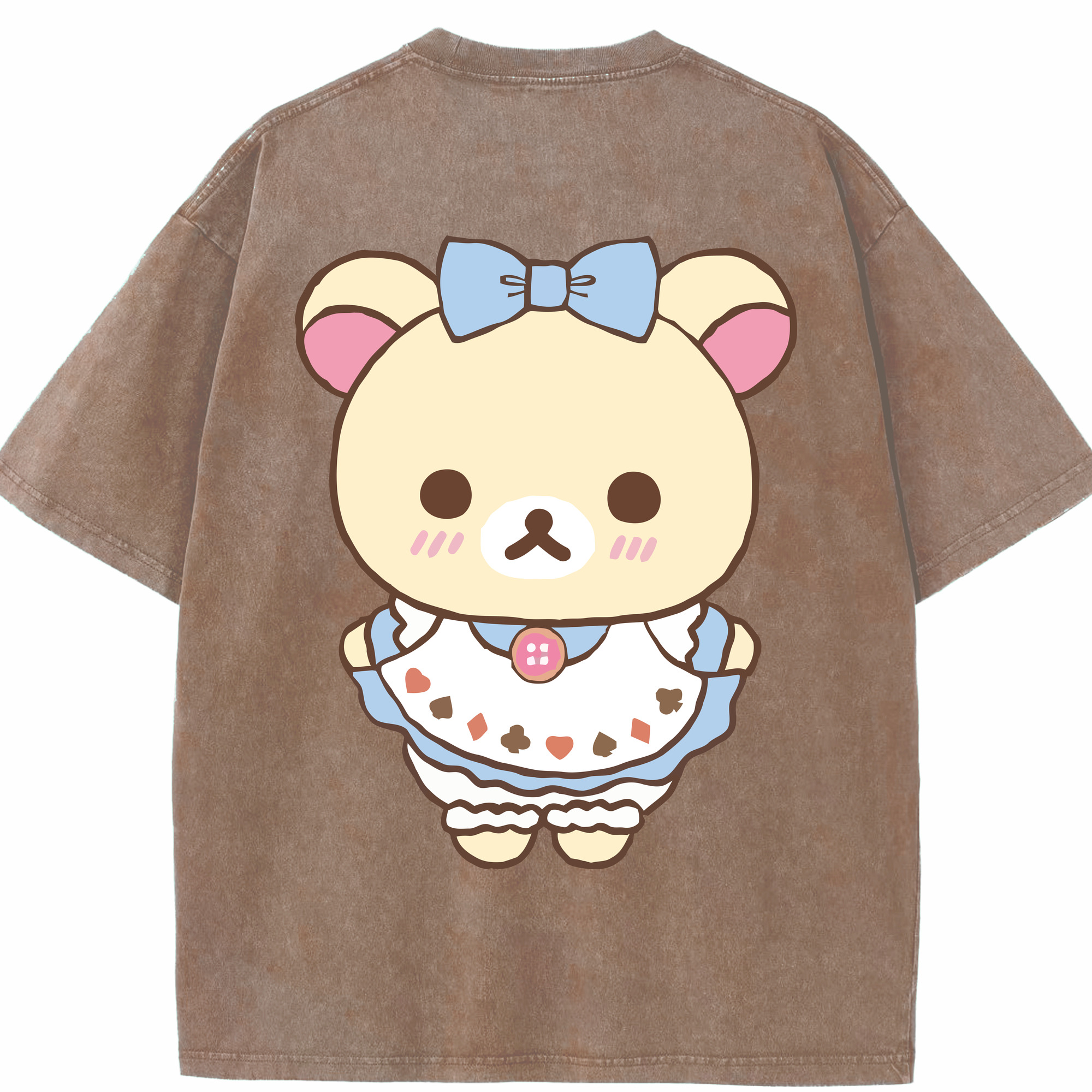 （画像用） リラックマ リラックマ キイロイトリ Rilakkuma Korilakkuma Kiiroitori 綿100% ヴィンテージ風 半袖Tシャツ（背面プリント）