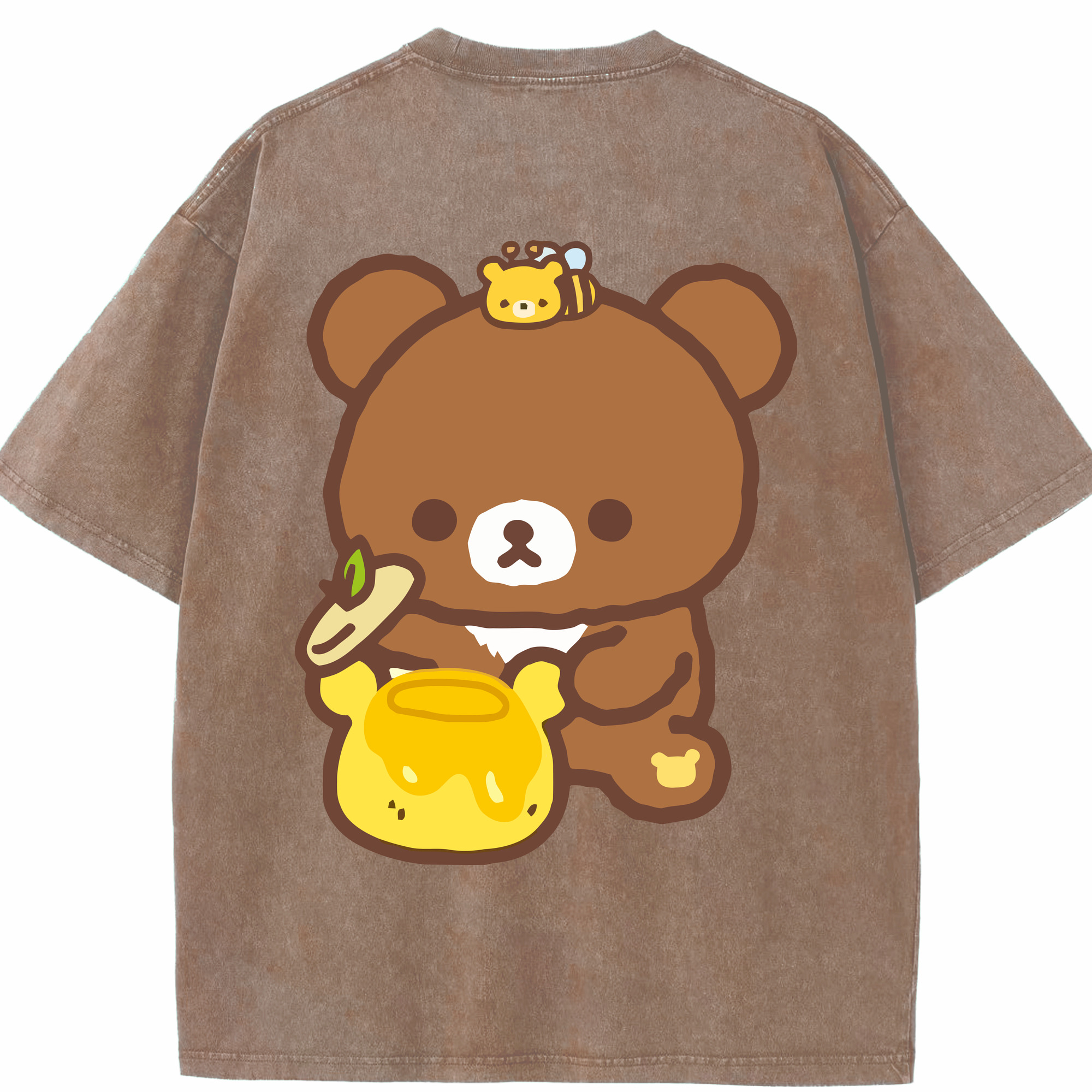 （画像用） リラックマ リラックマ キイロイトリ Rilakkuma Korilakkuma Kiiroitori 綿100% ヴィンテージ風 半袖Tシャツ（背面プリント）