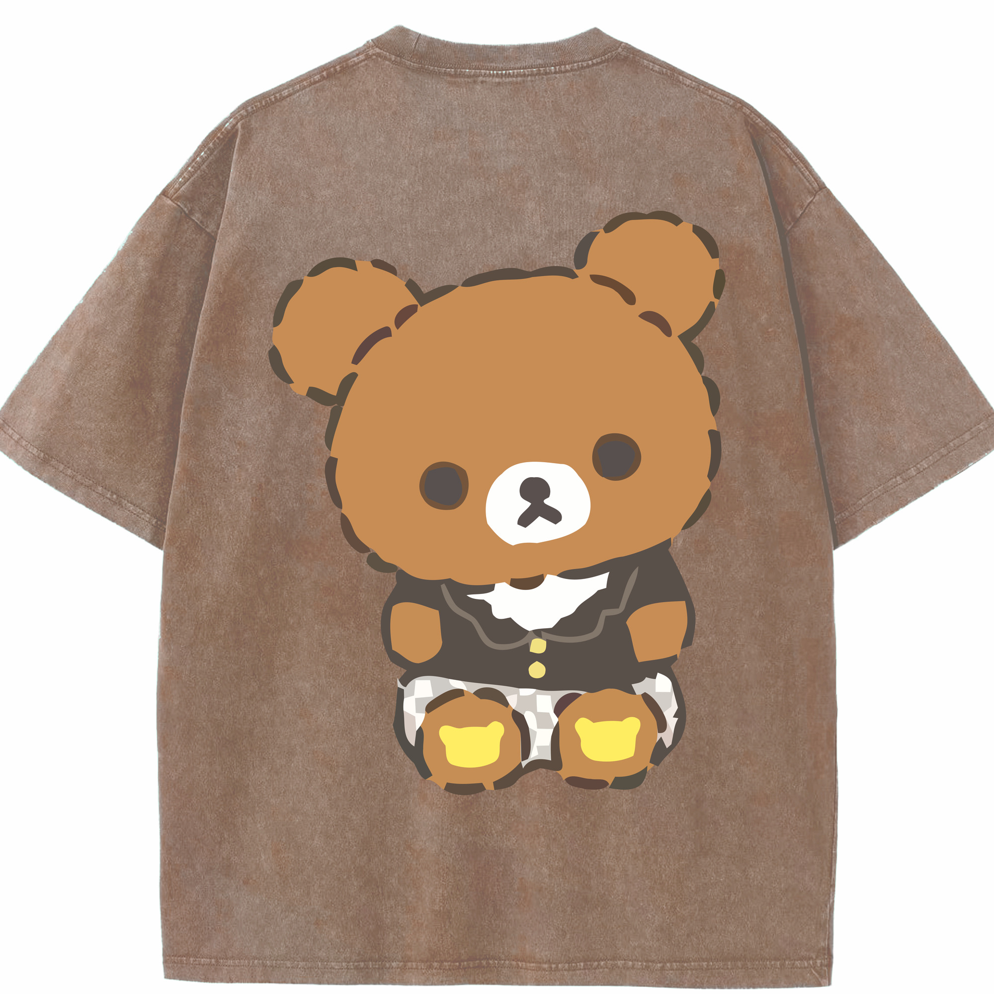 （画像用） リラックマ リラックマ キイロイトリ Rilakkuma Korilakkuma Kiiroitori 綿100% ヴィンテージ風 半袖Tシャツ（背面プリント）