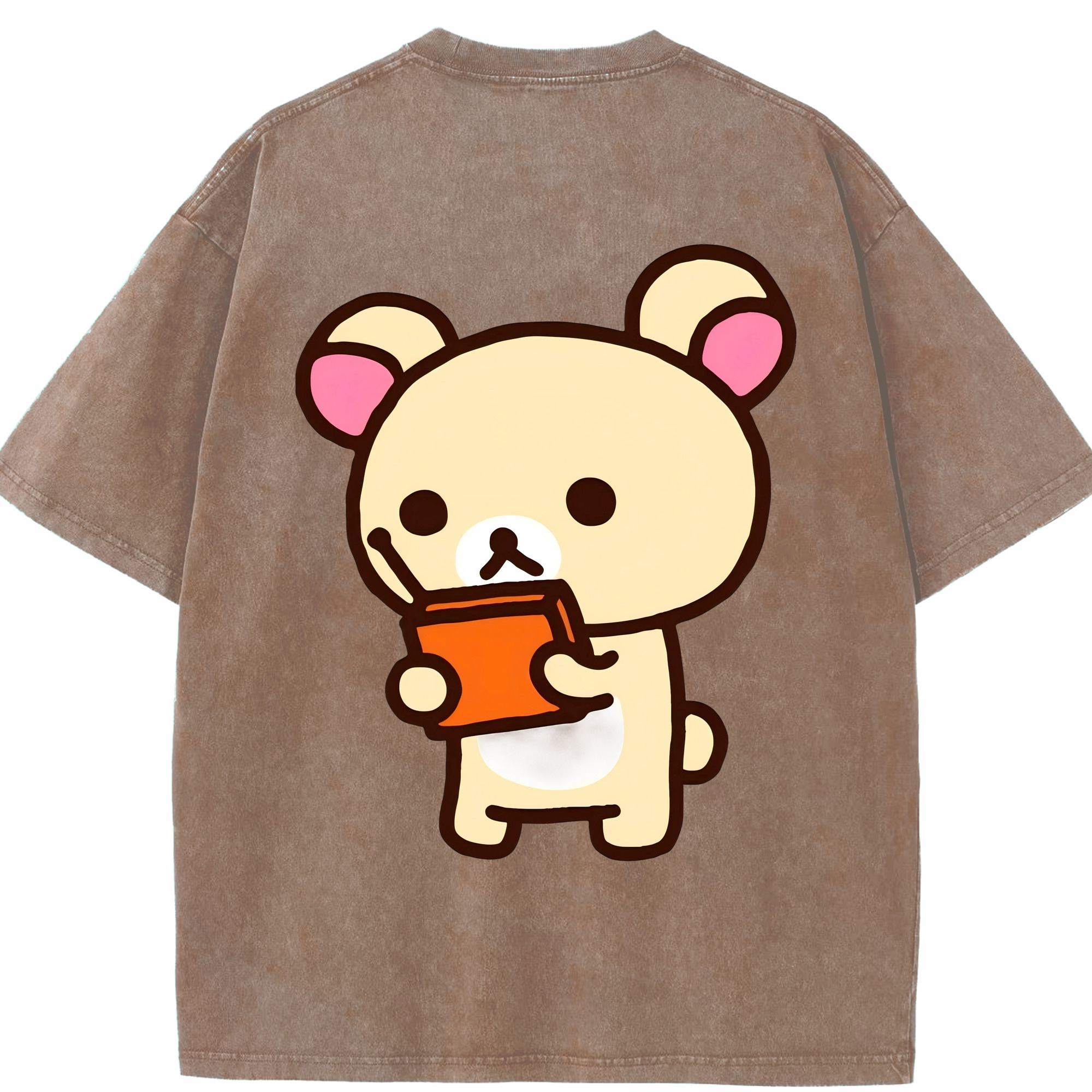 （画像用） リラックマ リラックマ キイロイトリ Rilakkuma Korilakkuma Kiiroitori 綿100% ヴィンテージ風 半袖Tシャツ（背面プリント）