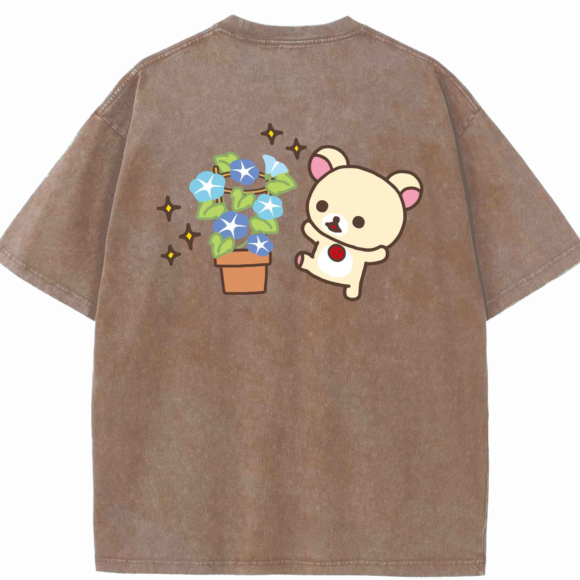 （画像用） リラックマ リラックマ キイロイトリ Rilakkuma Korilakkuma Kiiroitori 綿100% ヴィンテージ風 半袖Tシャツ（背面プリント）