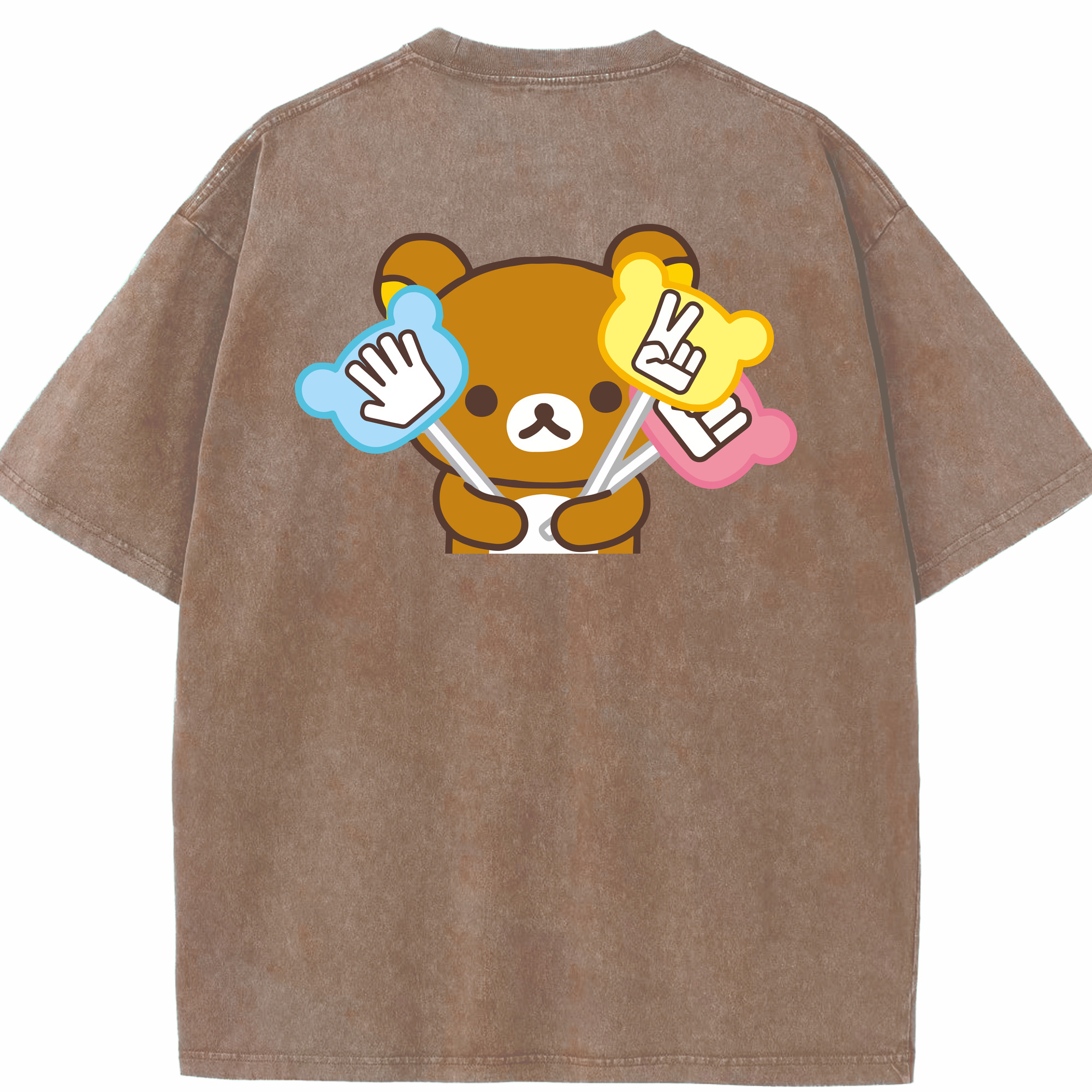 （画像用） リラックマ リラックマ キイロイトリ Rilakkuma Korilakkuma Kiiroitori 綿100% ヴィンテージ風 半袖Tシャツ（背面プリント）