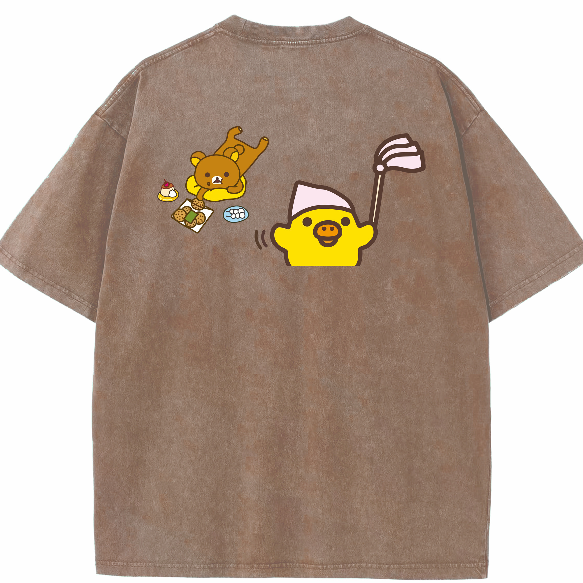 （画像用） リラックマ リラックマ キイロイトリ Rilakkuma Korilakkuma Kiiroitori 綿100% ヴィンテージ風 半袖Tシャツ（背面プリント）