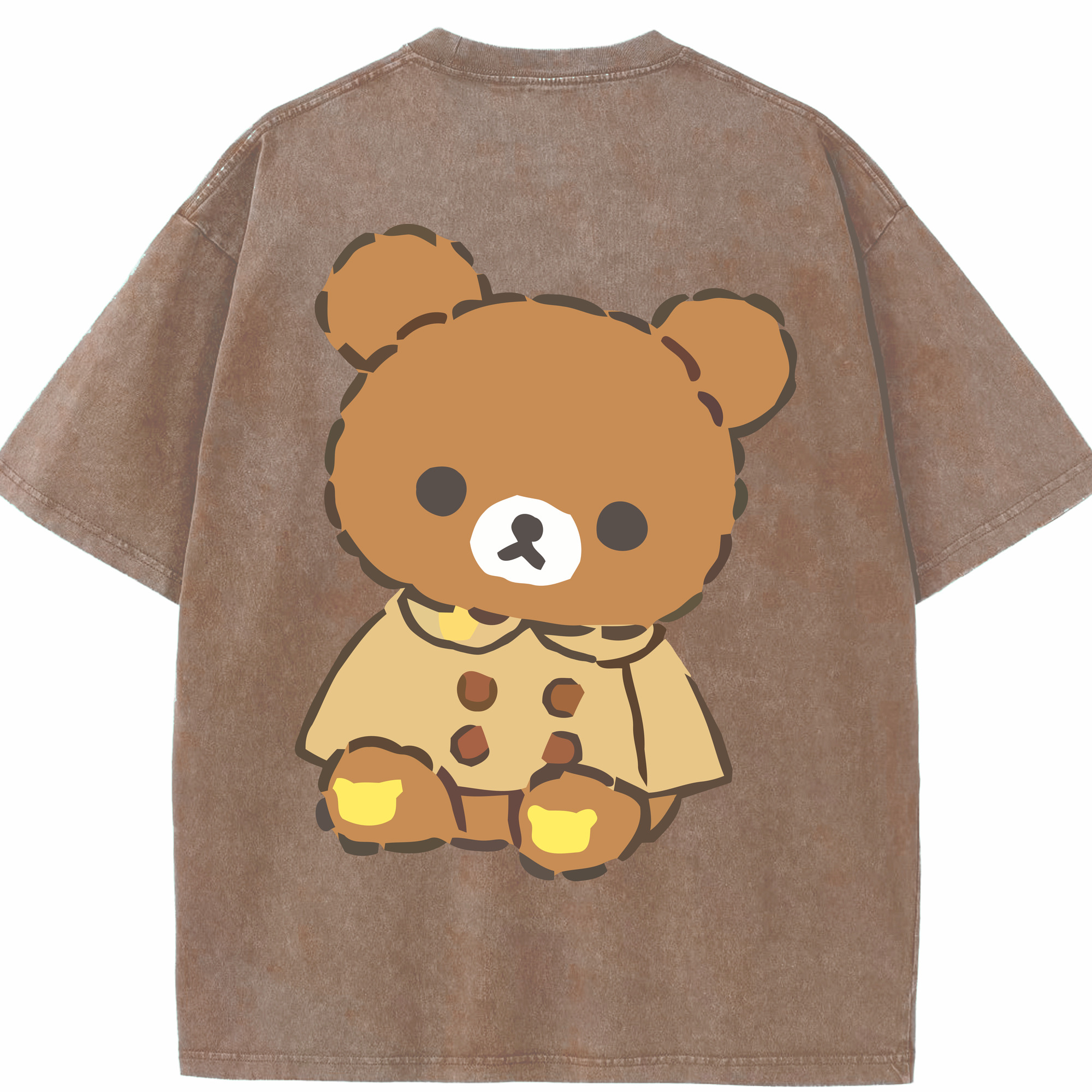 （画像用） リラックマ リラックマ キイロイトリ Rilakkuma Korilakkuma Kiiroitori 綿100% ヴィンテージ風 半袖Tシャツ（背面プリント）