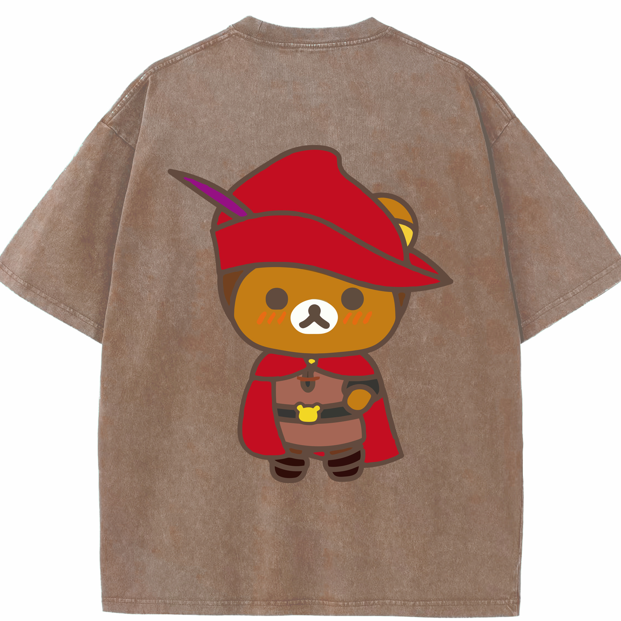 （画像用） リラックマ リラックマ キイロイトリ Rilakkuma Korilakkuma Kiiroitori 綿100% ヴィンテージ風 半袖Tシャツ（背面プリント）