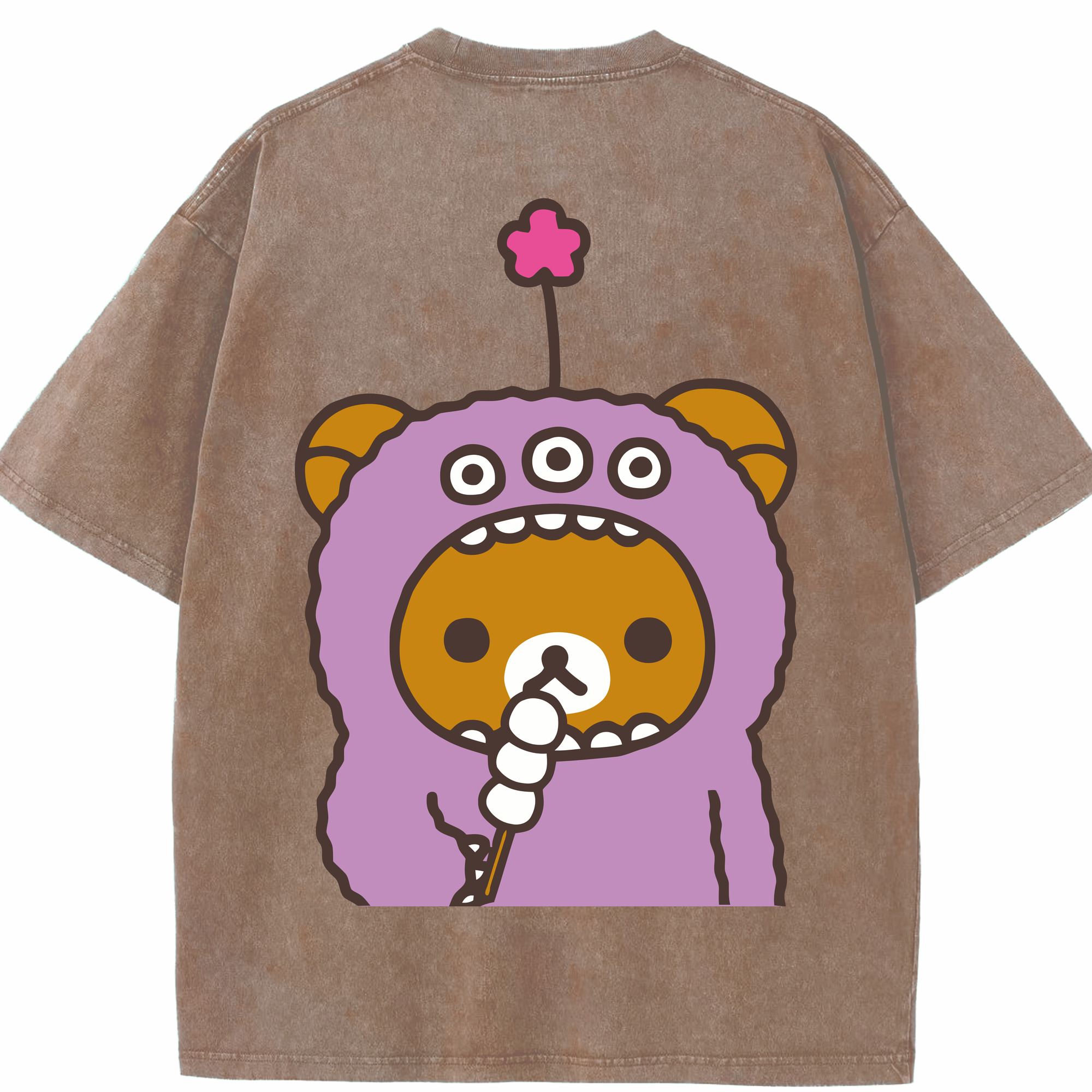 （画像用） リラックマ リラックマ キイロイトリ Rilakkuma Korilakkuma Kiiroitori 綿100% ヴィンテージ風 半袖Tシャツ（背面プリント）