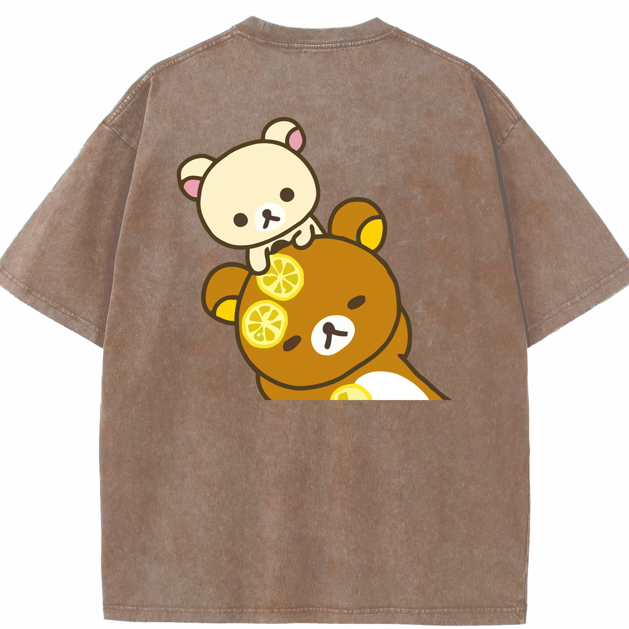 （画像用） リラックマ リラックマ キイロイトリ Rilakkuma Korilakkuma Kiiroitori 綿100% ヴィンテージ風 半袖Tシャツ（背面プリント）