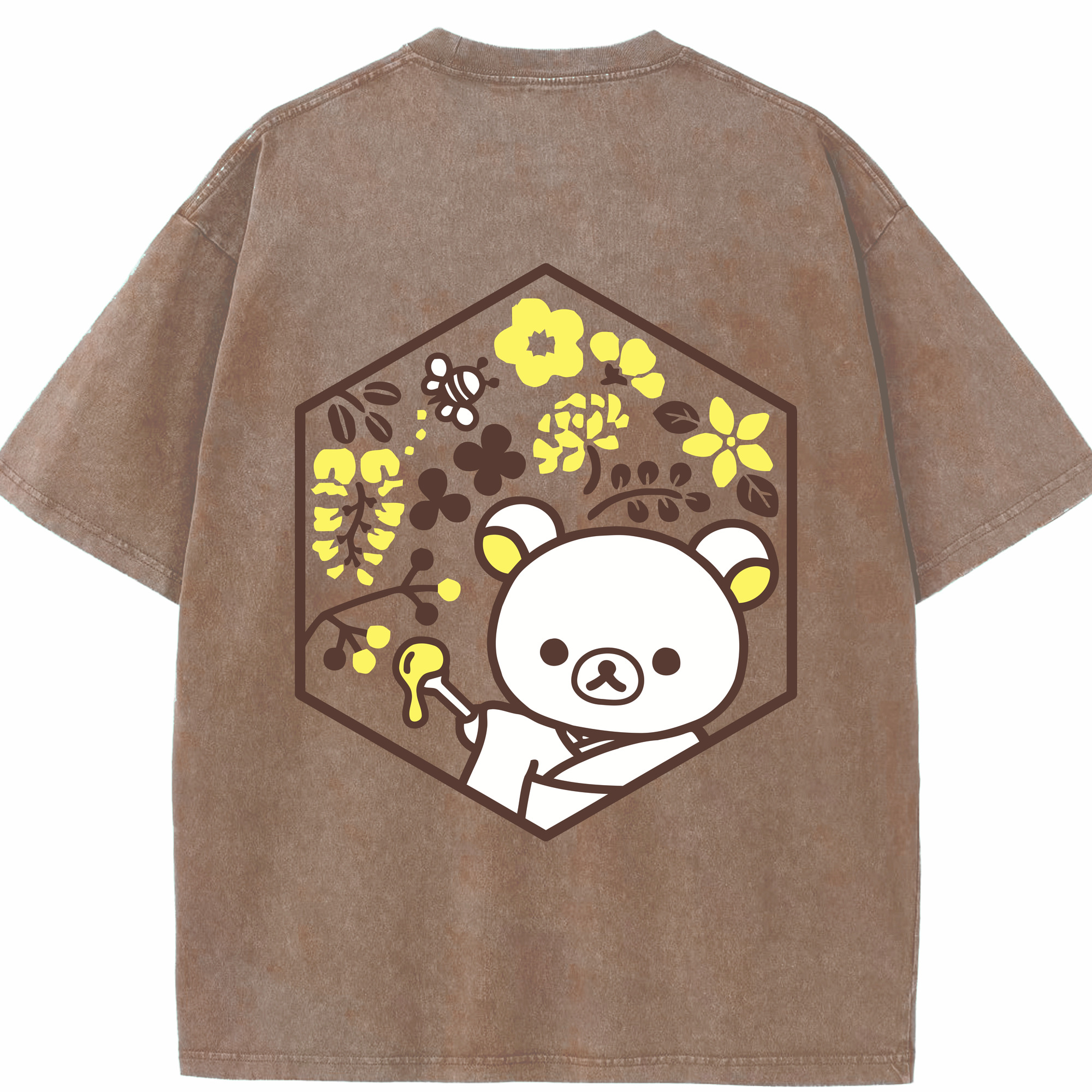 （画像用） リラックマ リラックマ キイロイトリ Rilakkuma Korilakkuma Kiiroitori 綿100% ヴィンテージ風 半袖Tシャツ（背面プリント）