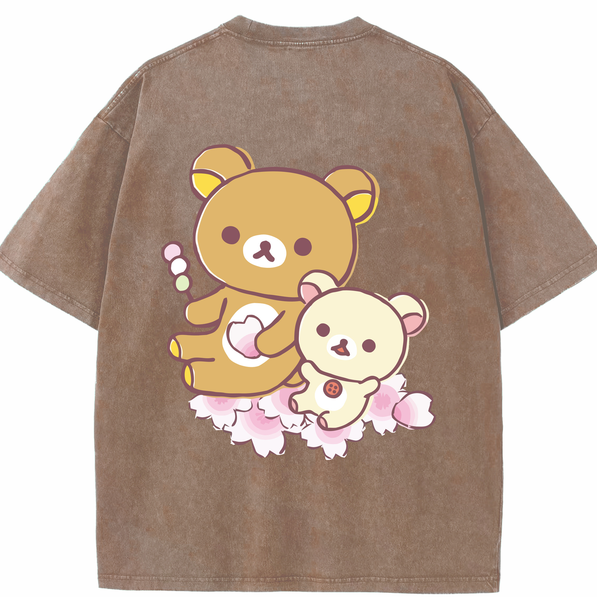 （画像用） リラックマ リラックマ キイロイトリ Rilakkuma Korilakkuma Kiiroitori 綿100% ヴィンテージ風 半袖Tシャツ（背面プリント）