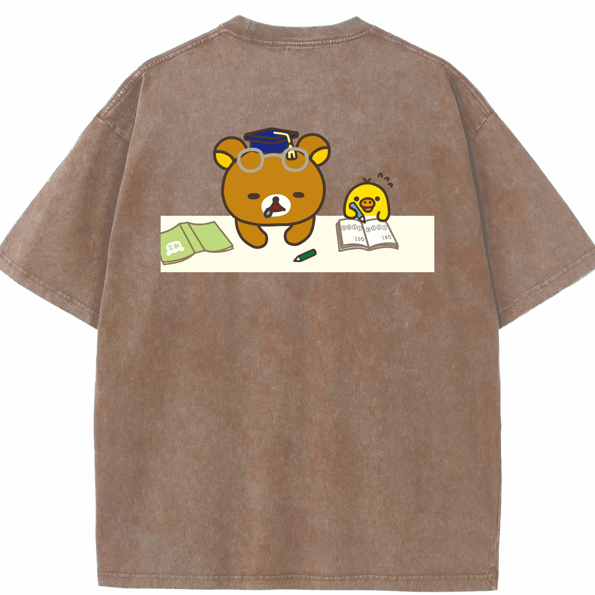 （画像用） リラックマ リラックマ キイロイトリ Rilakkuma Korilakkuma Kiiroitori 綿100% ヴィンテージ風 半袖Tシャツ（背面プリント）