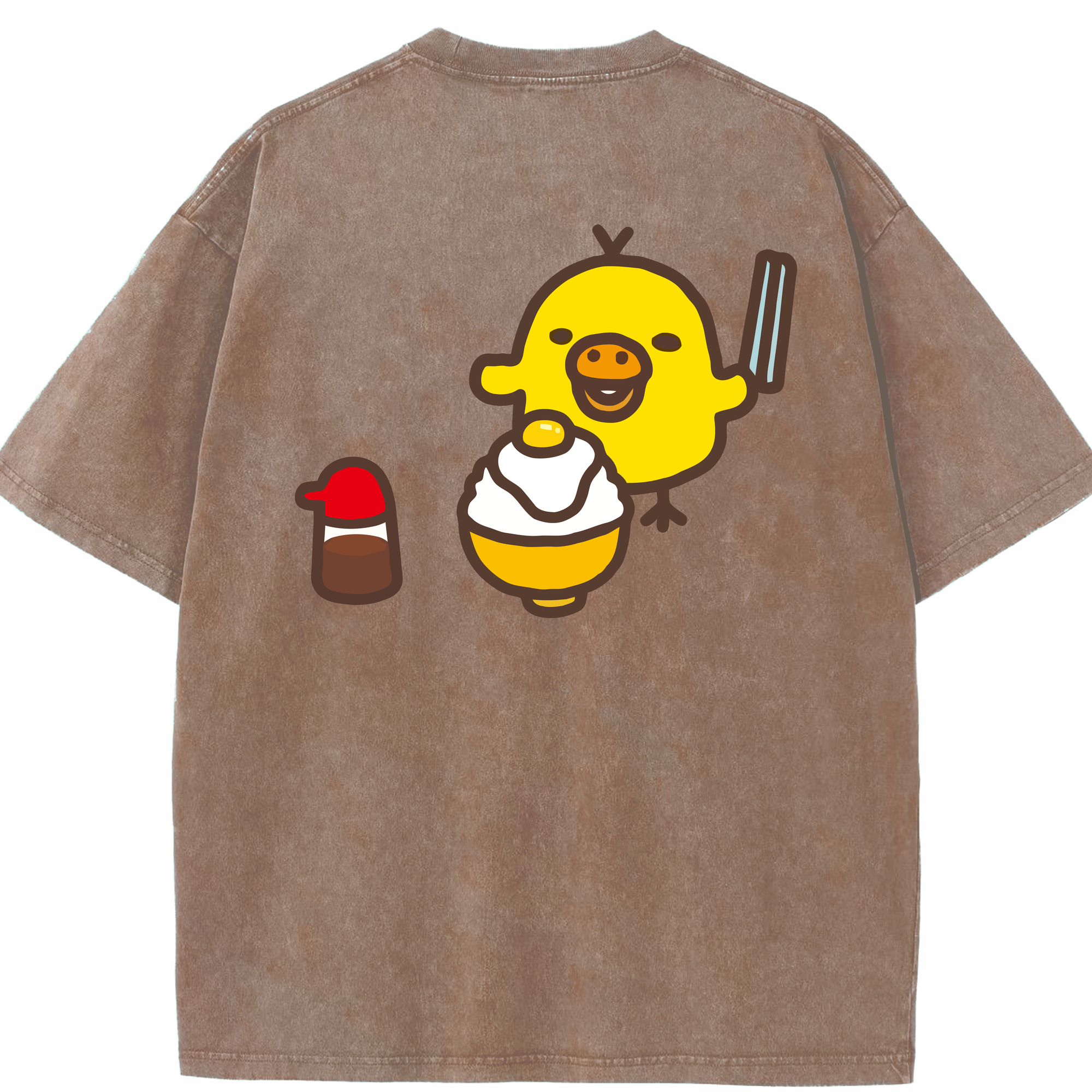 （画像用） リラックマ リラックマ キイロイトリ Rilakkuma Korilakkuma Kiiroitori 綿100% ヴィンテージ風 半袖Tシャツ（背面プリント）