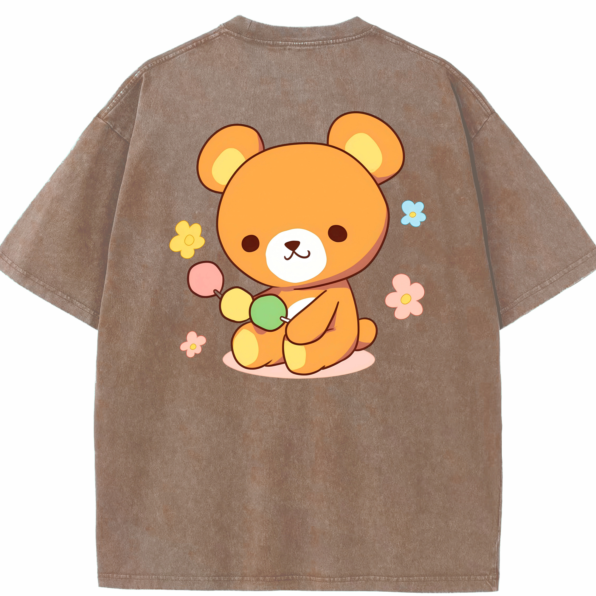 （画像用） リラックマ リラックマ キイロイトリ Rilakkuma Korilakkuma Kiiroitori 綿100% ヴィンテージ風 半袖Tシャツ（背面プリント）