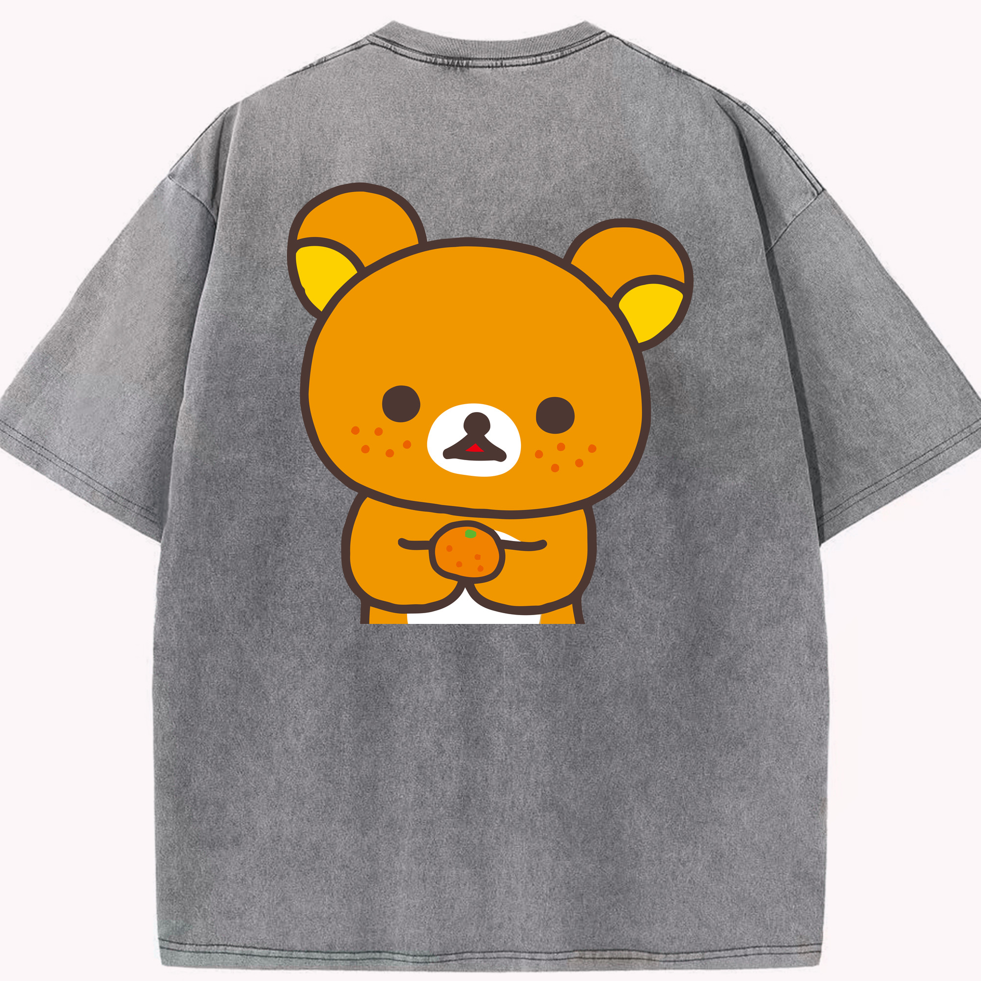 （画像用） リラックマ リラックマ キイロイトリ Rilakkuma Korilakkuma Kiiroitori 綿100% ヴィンテージ風 半袖Tシャツ（背面プリント）