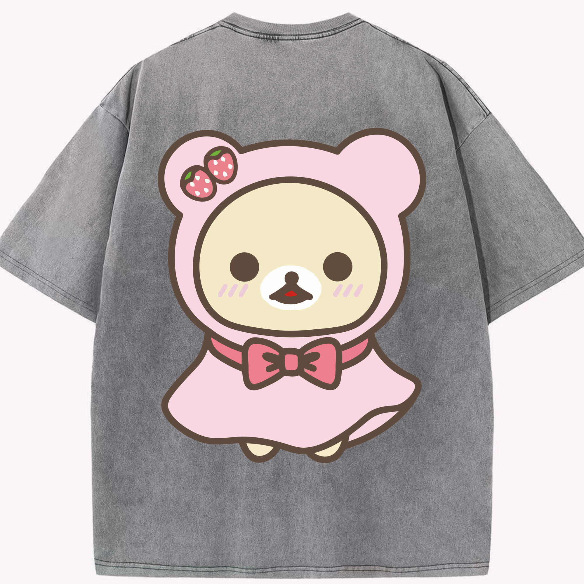（画像用） リラックマ リラックマ キイロイトリ Rilakkuma Korilakkuma Kiiroitori 綿100% ヴィンテージ風 半袖Tシャツ（背面プリント）