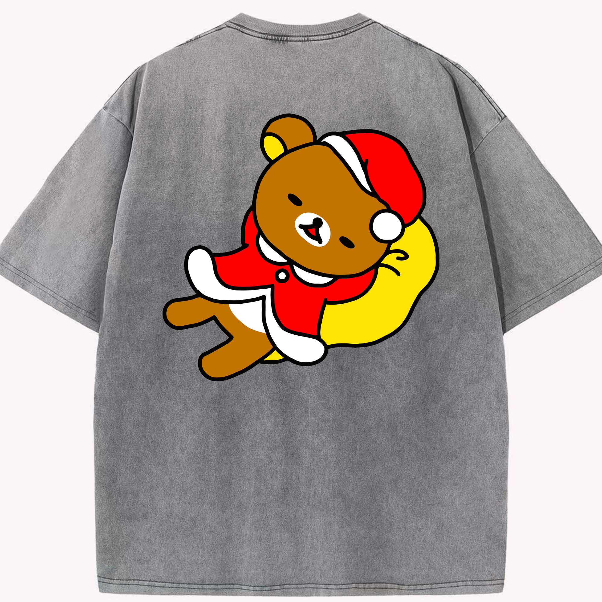 （画像用） リラックマ リラックマ キイロイトリ Rilakkuma Korilakkuma Kiiroitori 綿100% ヴィンテージ風 半袖Tシャツ（背面プリント）