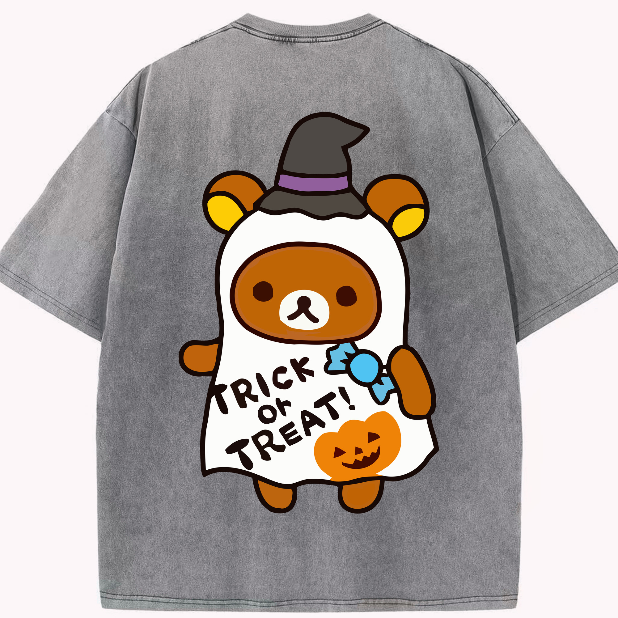 （画像用） リラックマ リラックマ キイロイトリ Rilakkuma Korilakkuma Kiiroitori 綿100% ヴィンテージ風 半袖Tシャツ（背面プリント）