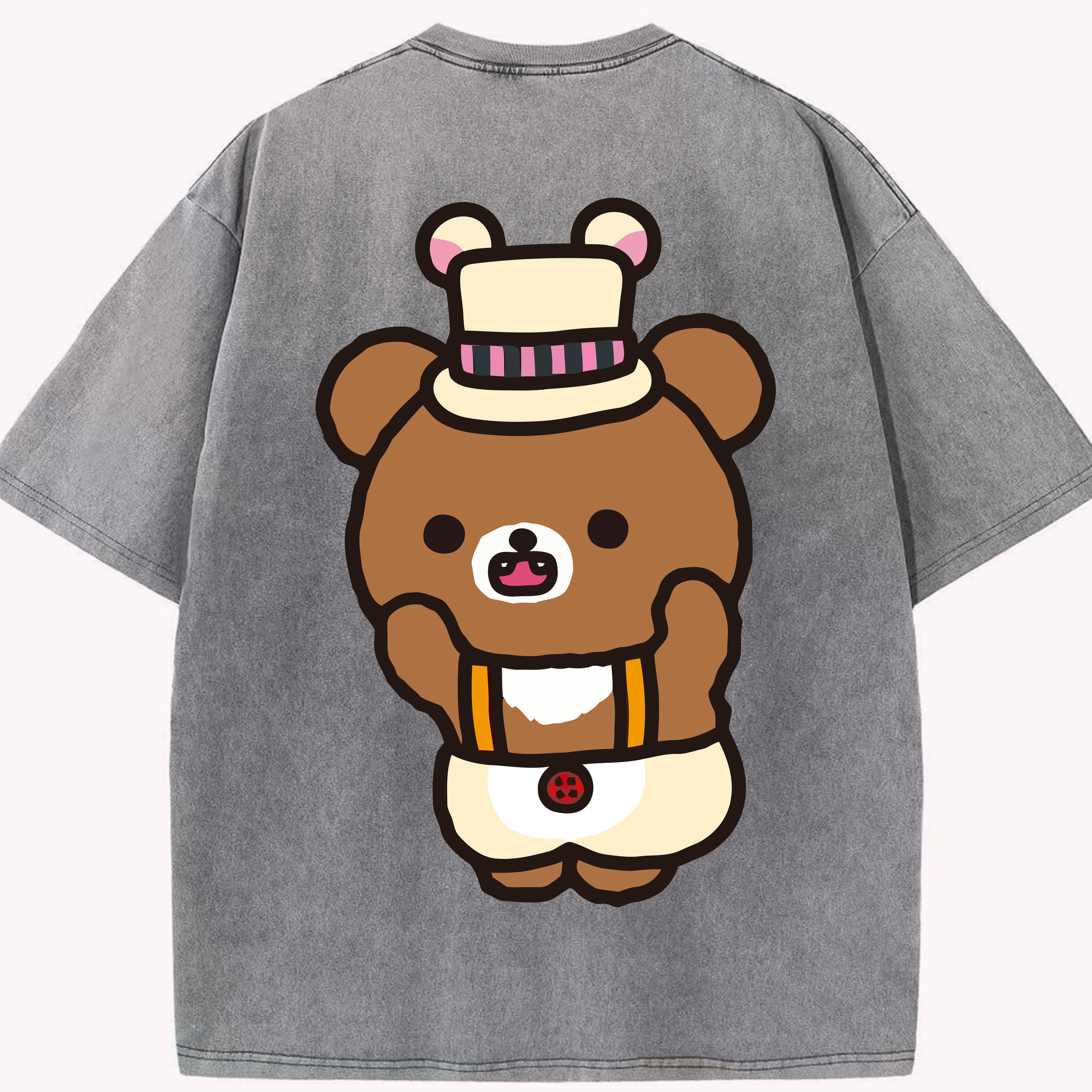 （画像用） リラックマ リラックマ キイロイトリ Rilakkuma Korilakkuma Kiiroitori 綿100% ヴィンテージ風 半袖Tシャツ（背面プリント）