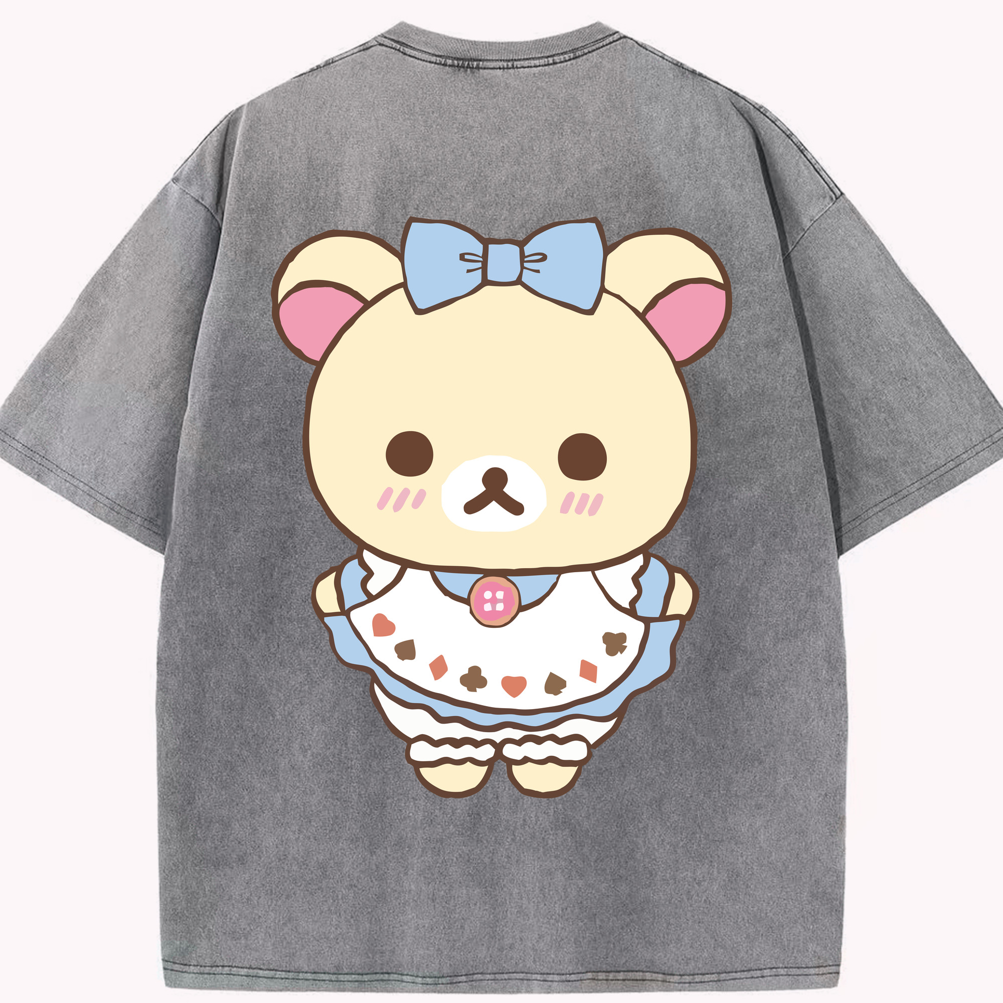 （画像用） リラックマ リラックマ キイロイトリ Rilakkuma Korilakkuma Kiiroitori 綿100% ヴィンテージ風 半袖Tシャツ（背面プリント）