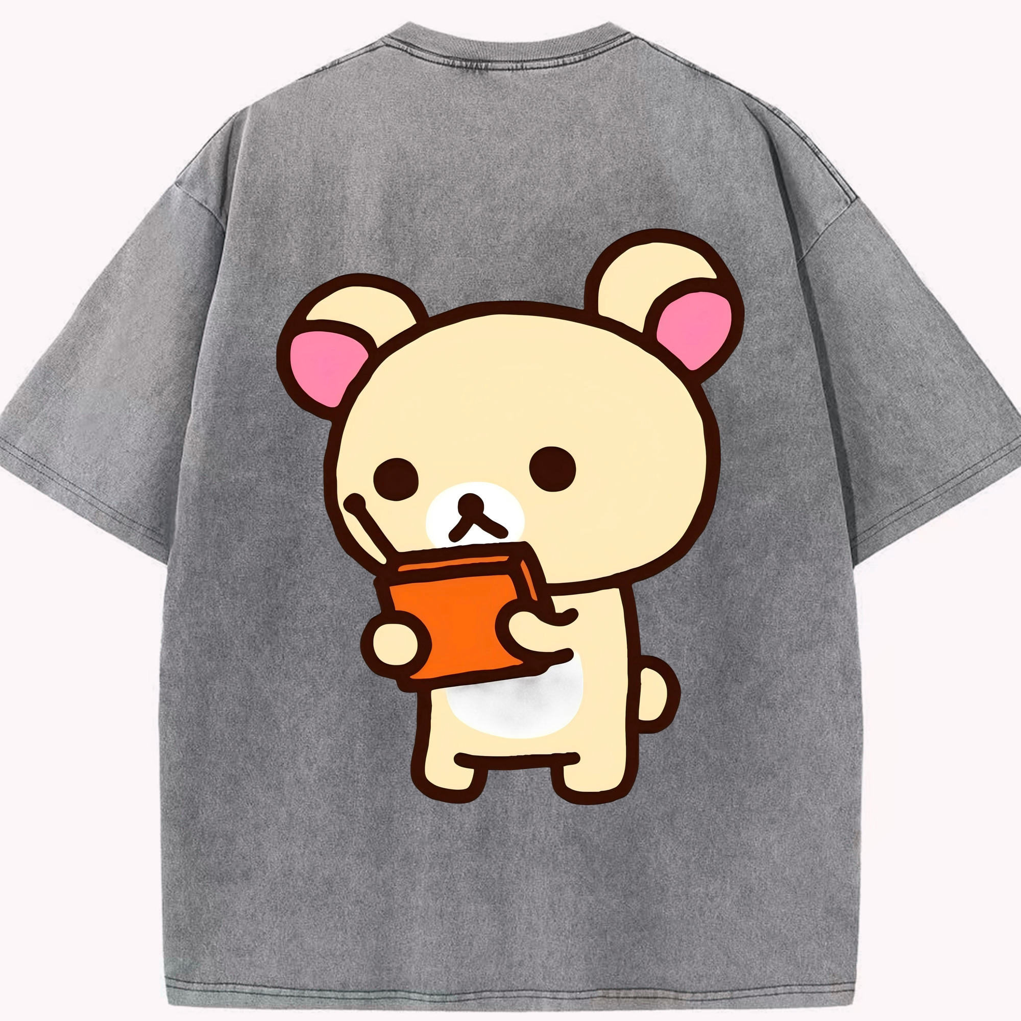 （画像用） リラックマ リラックマ キイロイトリ Rilakkuma Korilakkuma Kiiroitori 綿100% ヴィンテージ風 半袖Tシャツ（背面プリント）