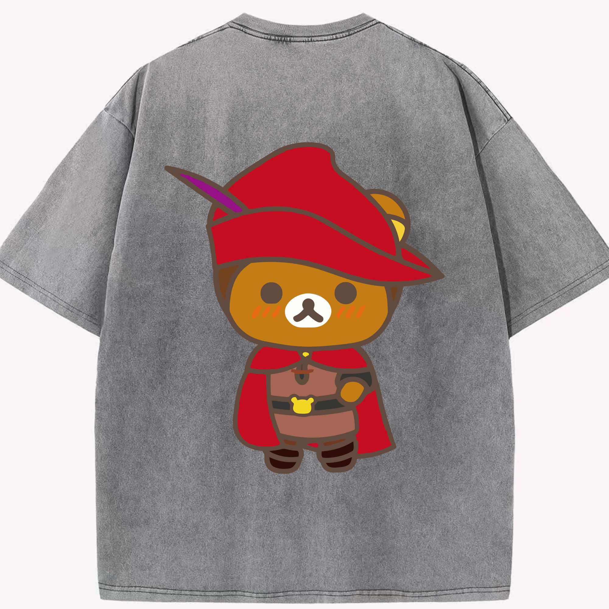 （画像用） リラックマ リラックマ キイロイトリ Rilakkuma Korilakkuma Kiiroitori 綿100% ヴィンテージ風 半袖Tシャツ（背面プリント）