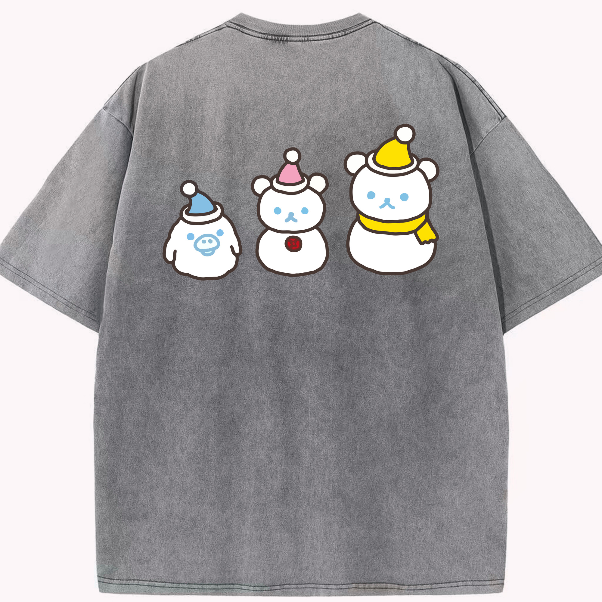 （画像用） リラックマ リラックマ キイロイトリ Rilakkuma Korilakkuma Kiiroitori 綿100% ヴィンテージ風 半袖Tシャツ（背面プリント）
