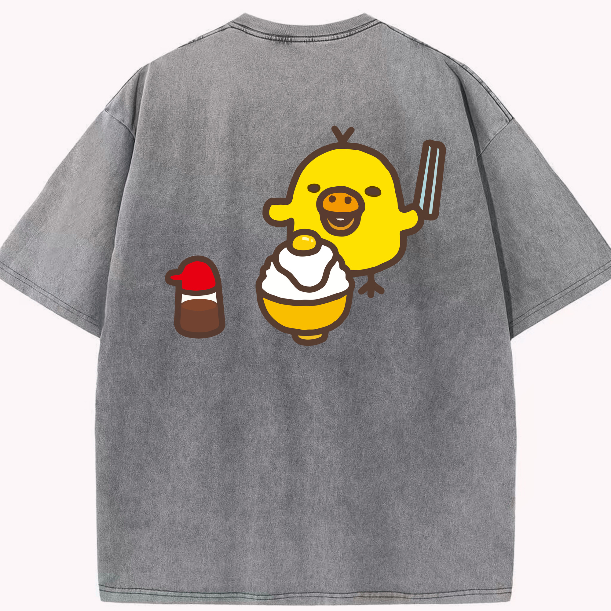 （画像用） リラックマ リラックマ キイロイトリ Rilakkuma Korilakkuma Kiiroitori 綿100% ヴィンテージ風 半袖Tシャツ（背面プリント）