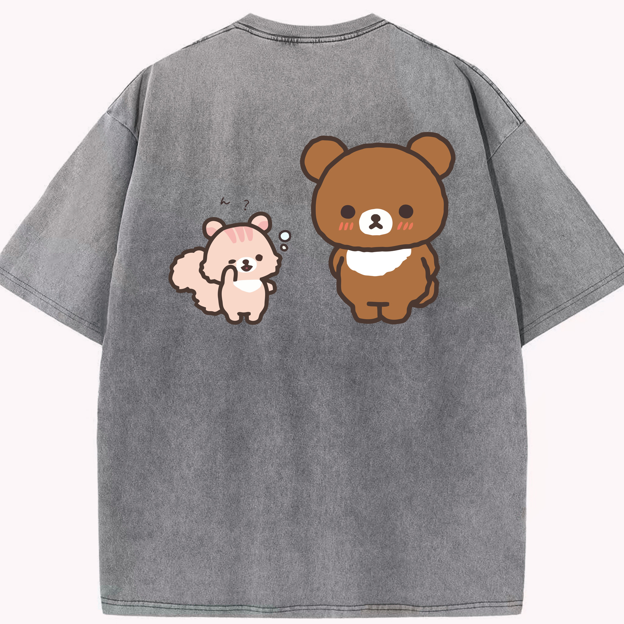 （画像用） リラックマ リラックマ キイロイトリ Rilakkuma Korilakkuma Kiiroitori 綿100% ヴィンテージ風 半袖Tシャツ（背面プリント）