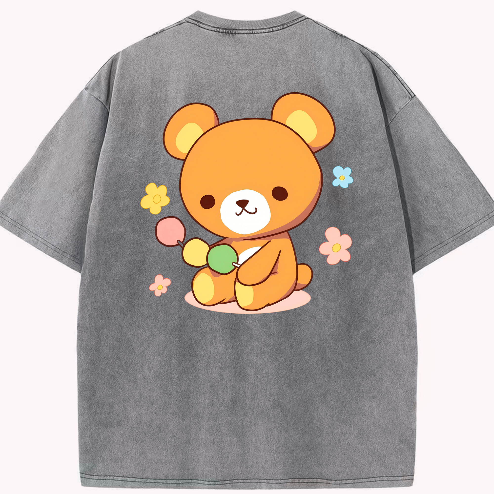 （画像用） リラックマ リラックマ キイロイトリ Rilakkuma Korilakkuma Kiiroitori 綿100% ヴィンテージ風 半袖Tシャツ（背面プリント）
