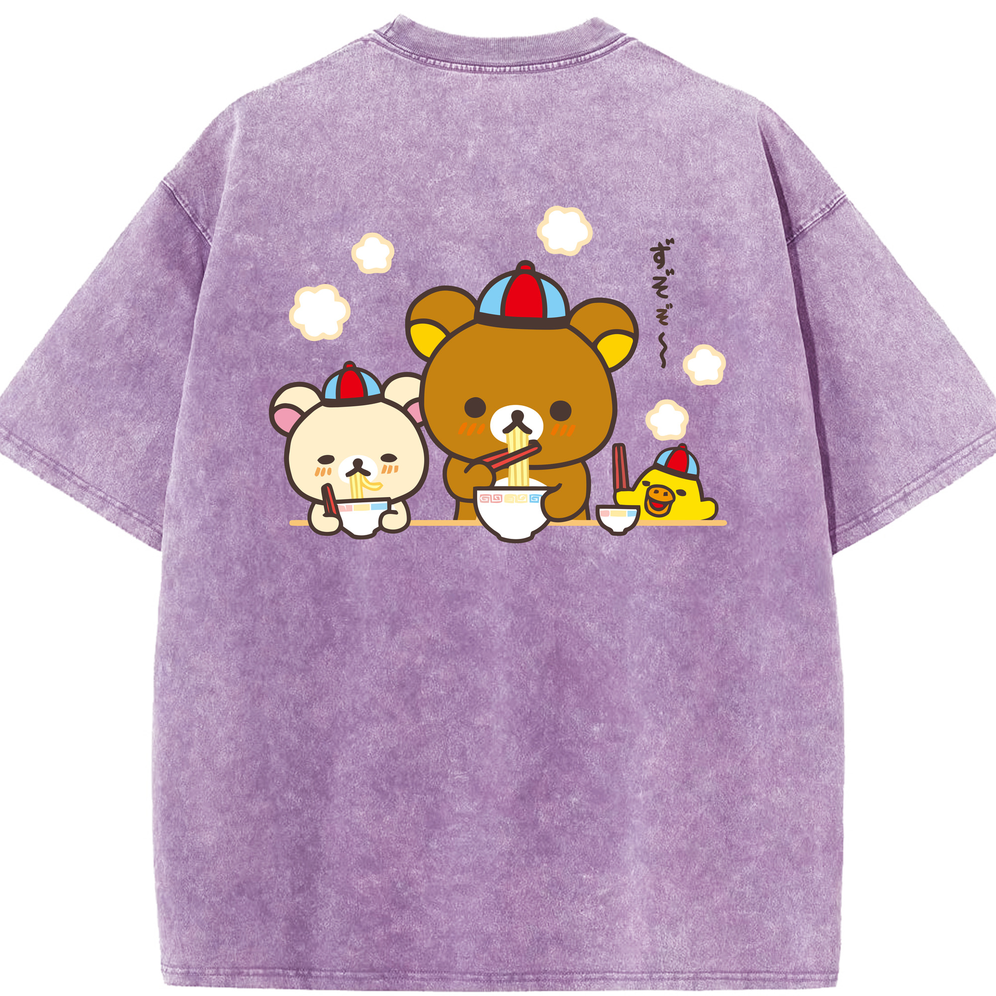 （画像用） リラックマ リラックマ キイロイトリ Rilakkuma Korilakkuma Kiiroitori 綿100% ヴィンテージ風 半袖Tシャツ（背面プリント）