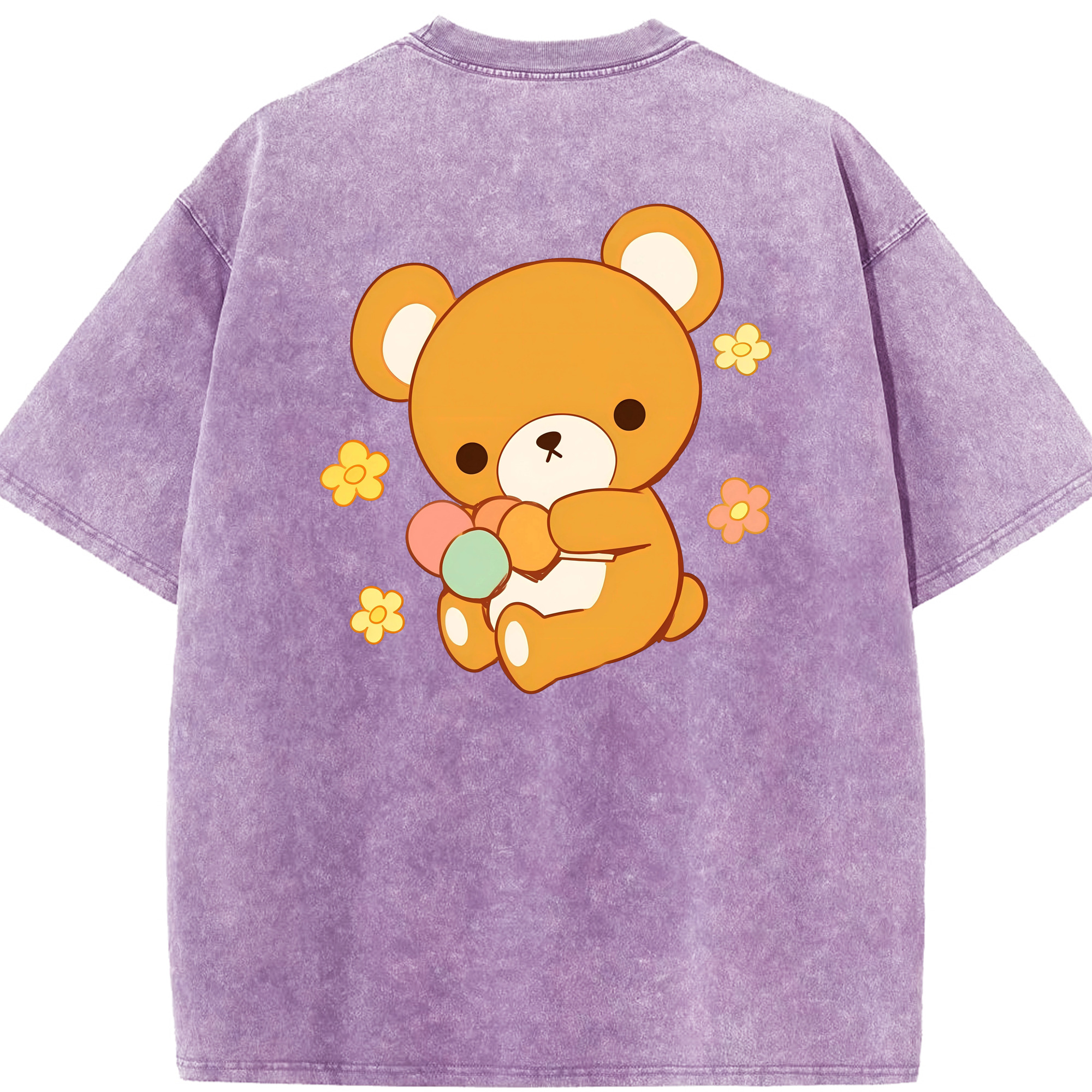 （画像用） リラックマ リラックマ キイロイトリ Rilakkuma Korilakkuma Kiiroitori 綿100% ヴィンテージ風 半袖Tシャツ（背面プリント）