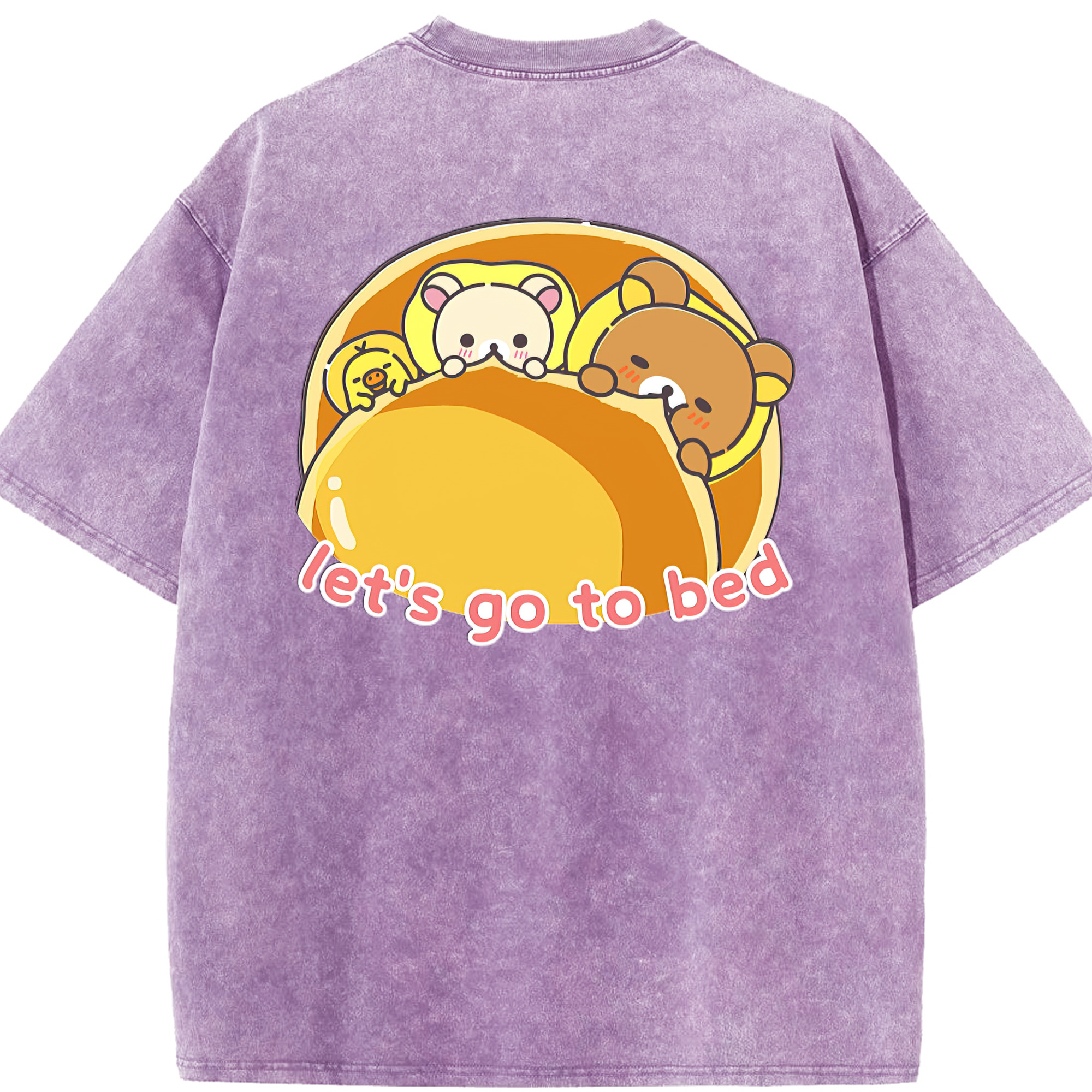 （画像用） リラックマ リラックマ キイロイトリ Rilakkuma Korilakkuma Kiiroitori 綿100% ヴィンテージ風 半袖Tシャツ（背面プリント）