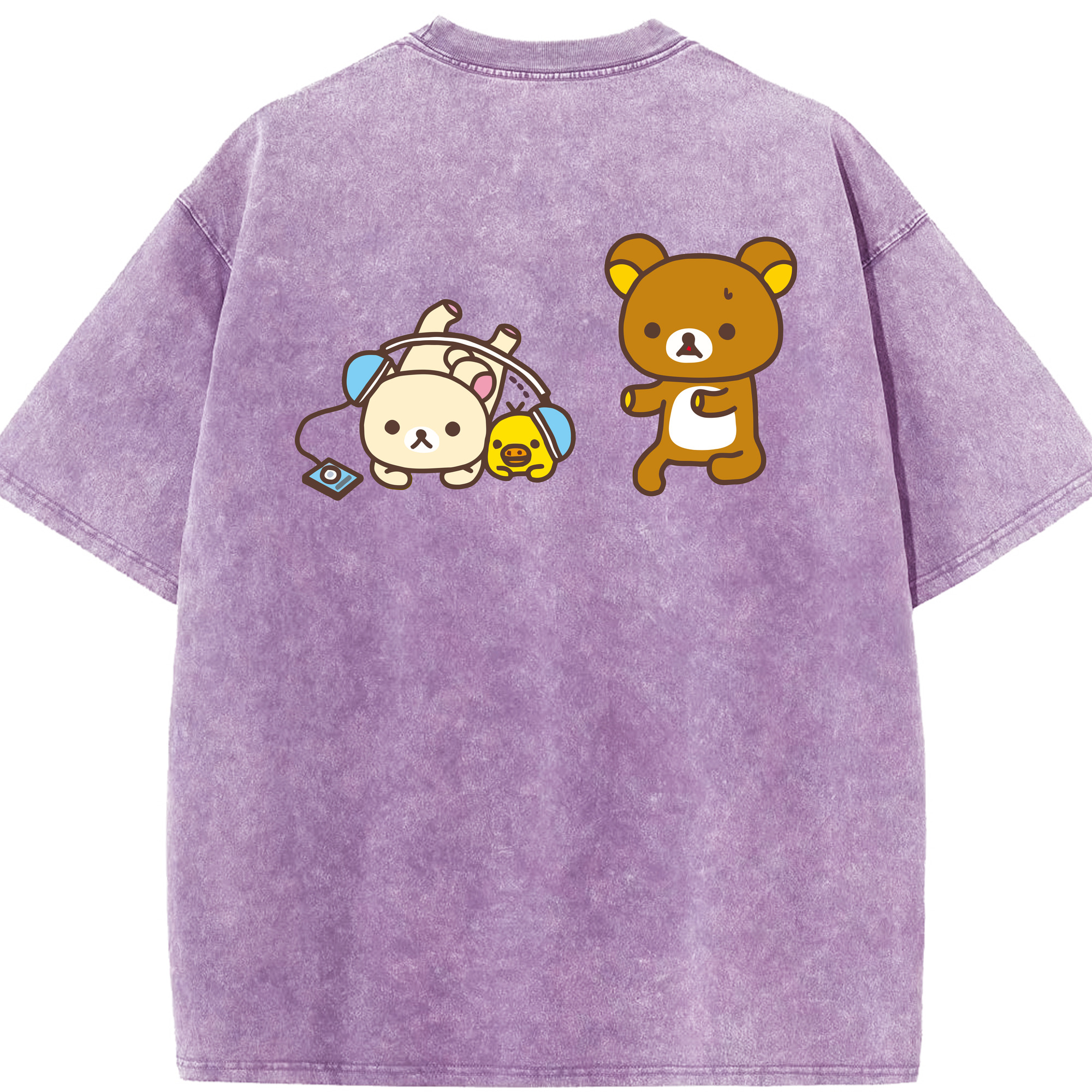 （画像用） リラックマ リラックマ キイロイトリ Rilakkuma Korilakkuma Kiiroitori 綿100% ヴィンテージ風 半袖Tシャツ（背面プリント）