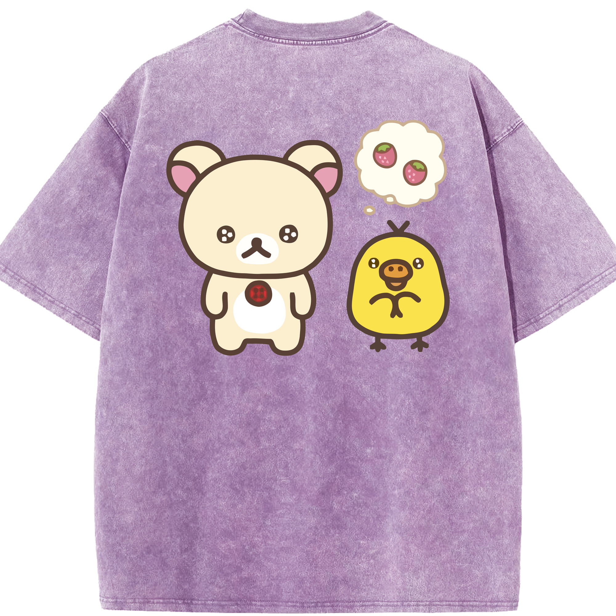 （画像用） リラックマ リラックマ キイロイトリ Rilakkuma Korilakkuma Kiiroitori 綿100% ヴィンテージ風 半袖Tシャツ（背面プリント）