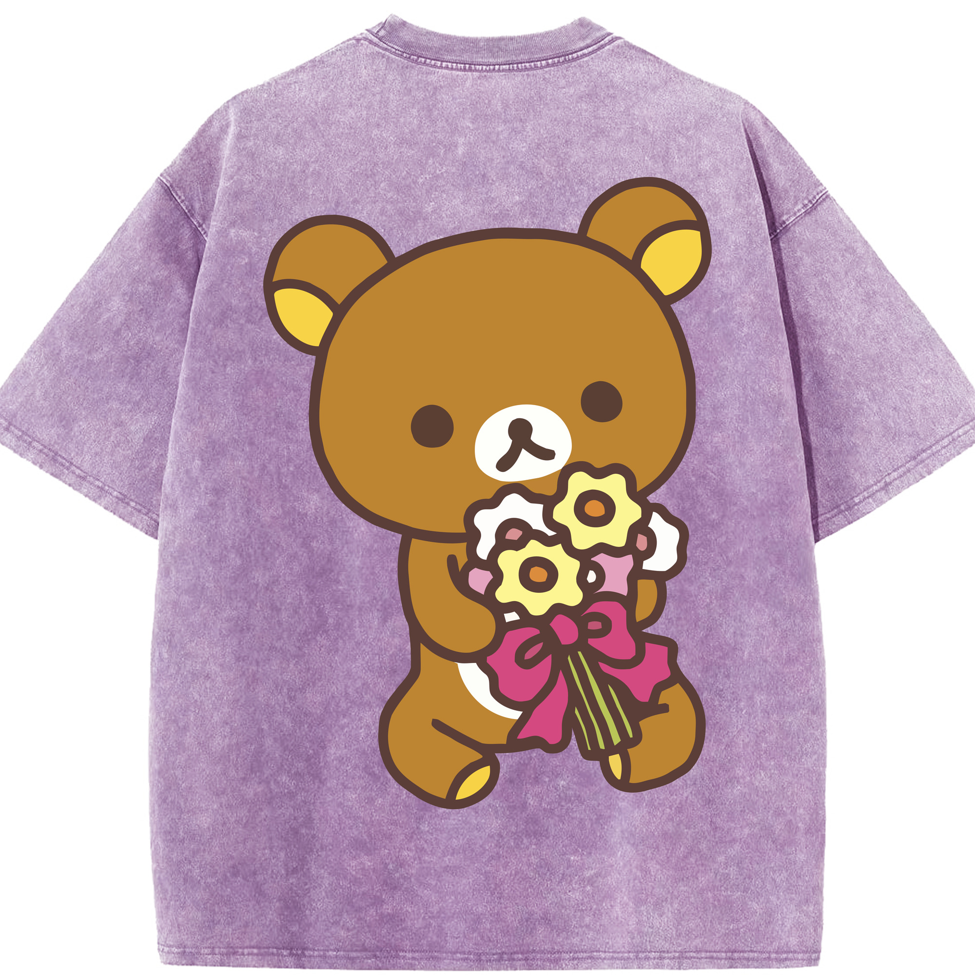 （画像用） リラックマ リラックマ キイロイトリ Rilakkuma Korilakkuma Kiiroitori 綿100% ヴィンテージ風 半袖Tシャツ（背面プリント）