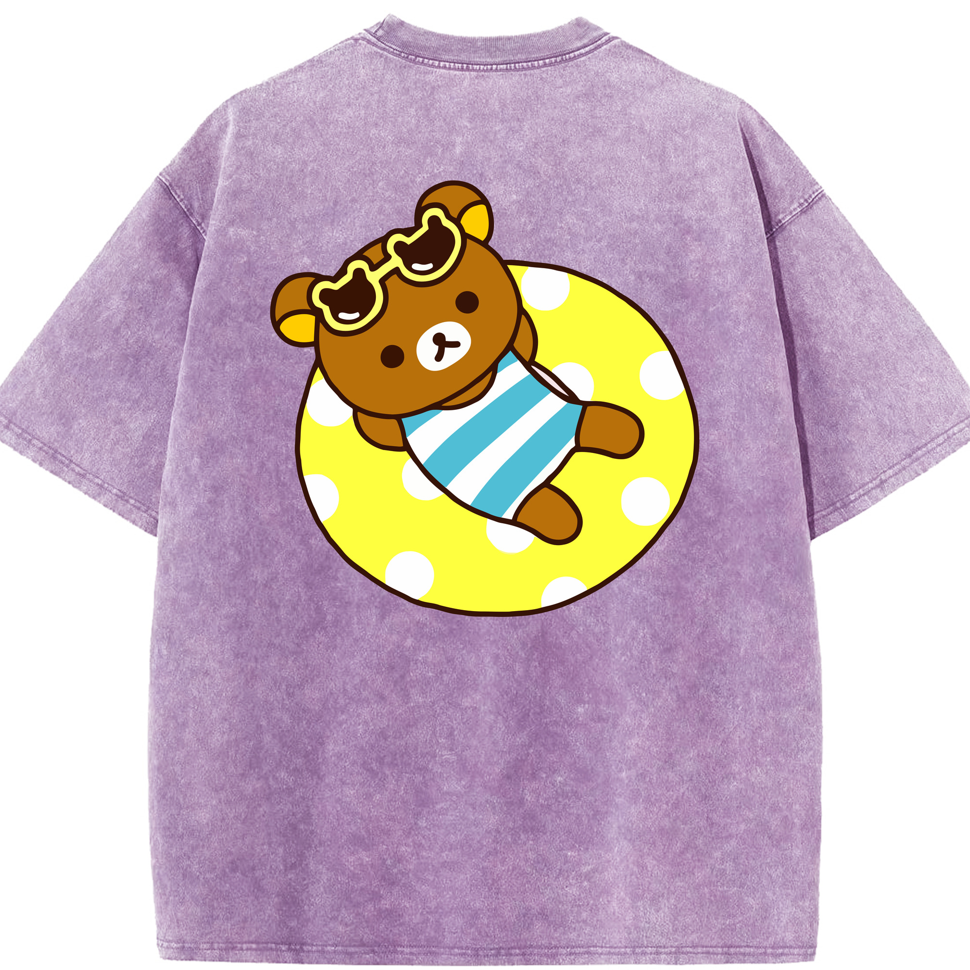 （画像用） リラックマ リラックマ キイロイトリ Rilakkuma Korilakkuma Kiiroitori 綿100% ヴィンテージ風 半袖Tシャツ（背面プリント）