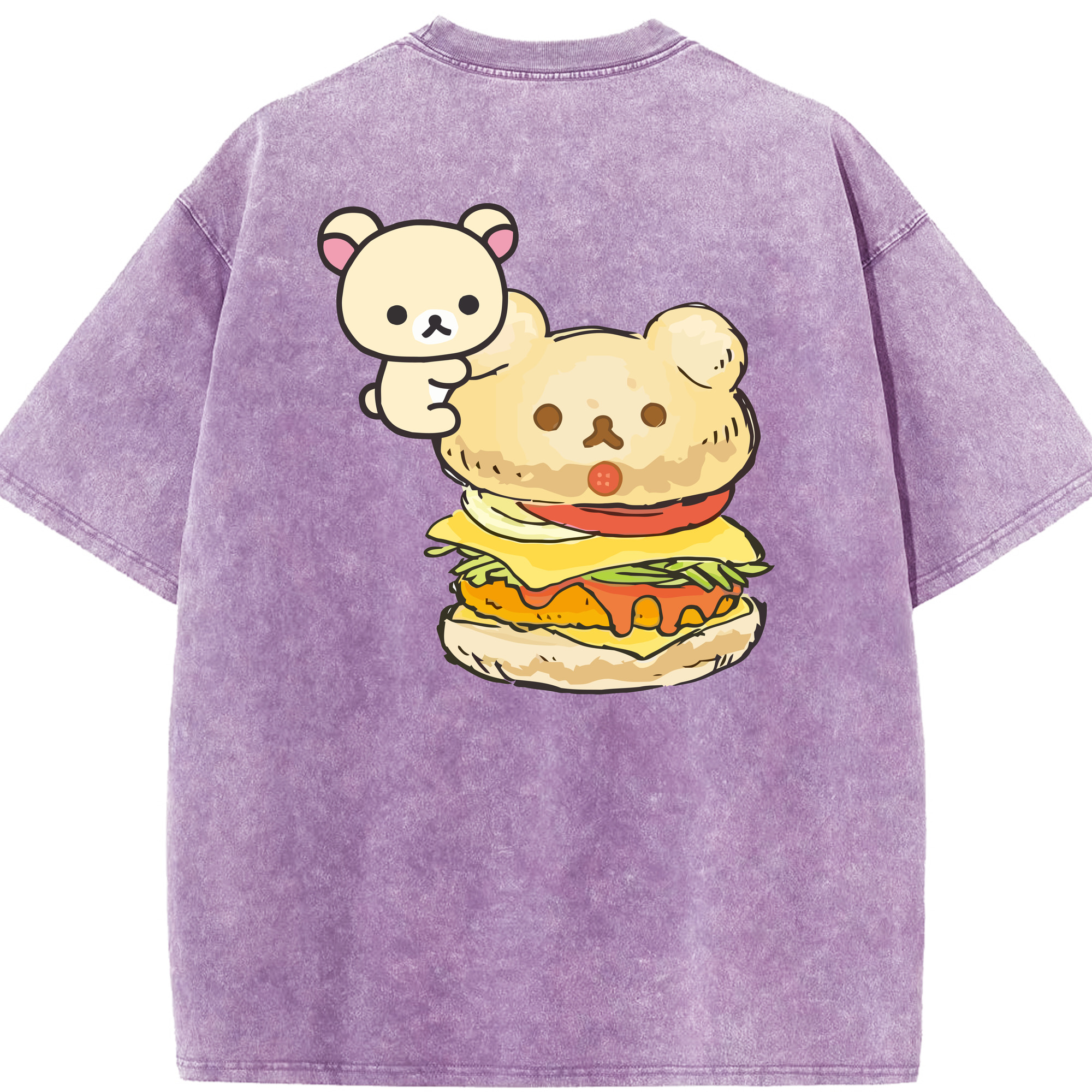 （画像用） リラックマ リラックマ キイロイトリ Rilakkuma Korilakkuma Kiiroitori 綿100% ヴィンテージ風 半袖Tシャツ（背面プリント）