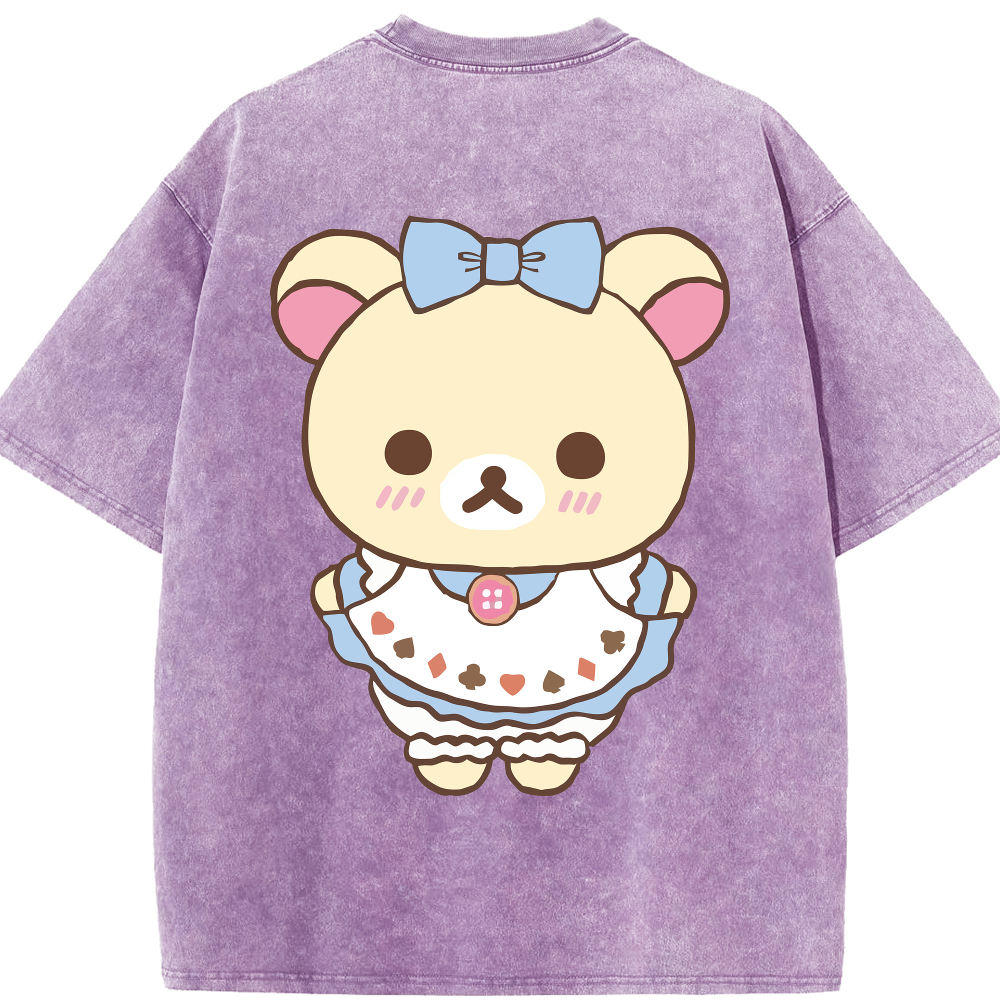 （画像用） リラックマ リラックマ キイロイトリ Rilakkuma Korilakkuma Kiiroitori 綿100% ヴィンテージ風 半袖Tシャツ（背面プリント）
