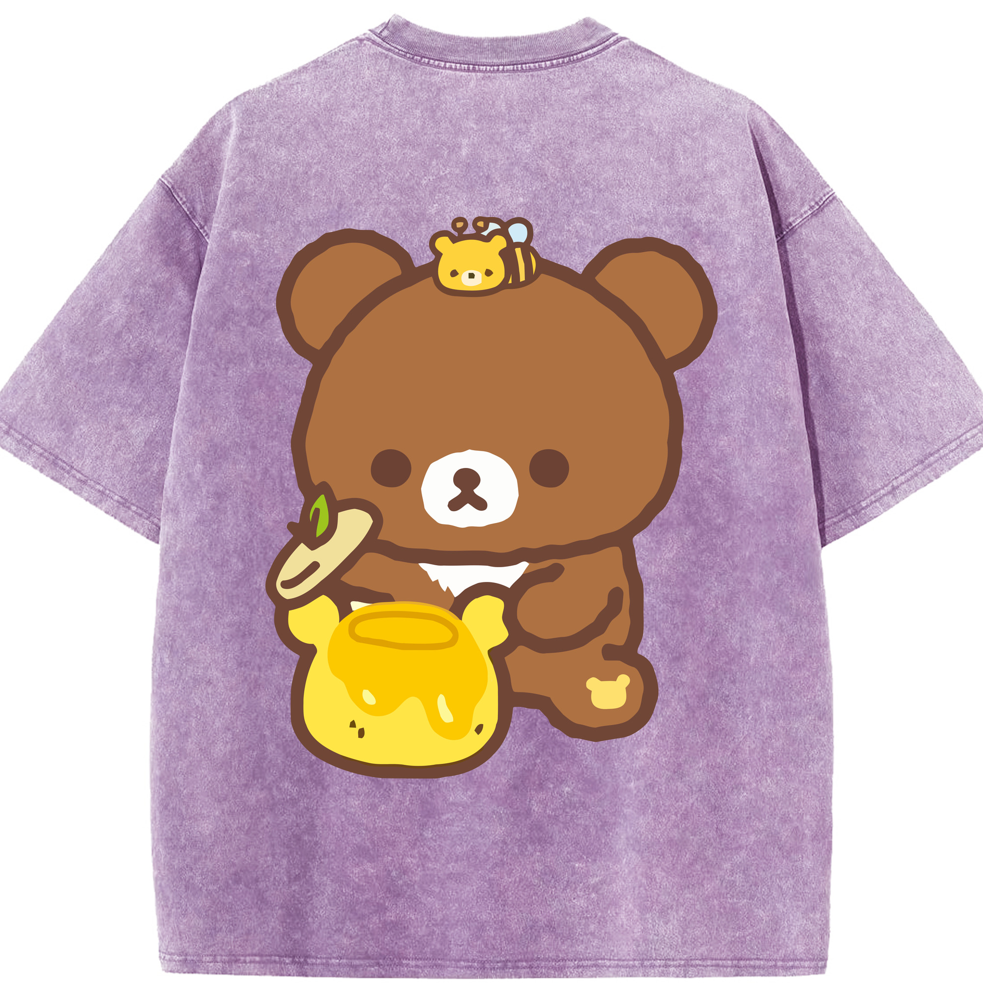 （画像用） リラックマ リラックマ キイロイトリ Rilakkuma Korilakkuma Kiiroitori 綿100% ヴィンテージ風 半袖Tシャツ（背面プリント）