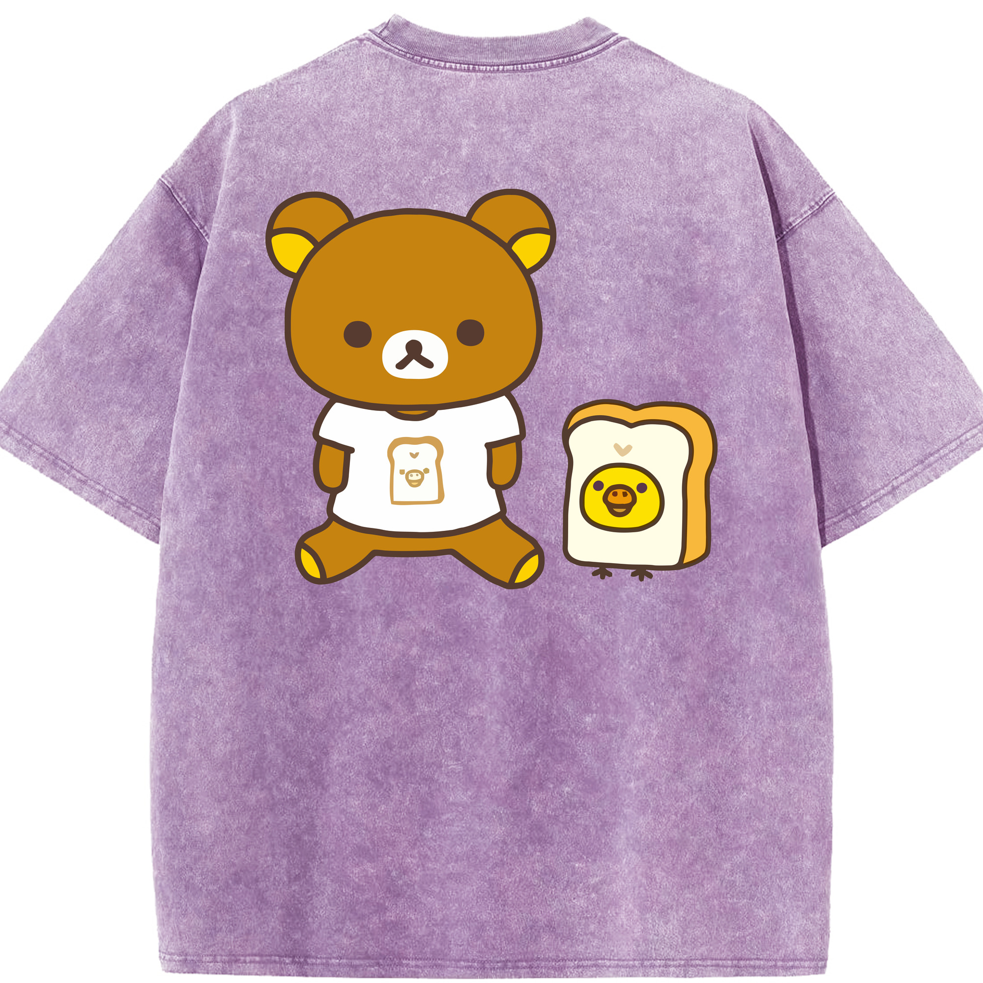 （画像用） リラックマ リラックマ キイロイトリ Rilakkuma Korilakkuma Kiiroitori 綿100% ヴィンテージ風 半袖Tシャツ（背面プリント）