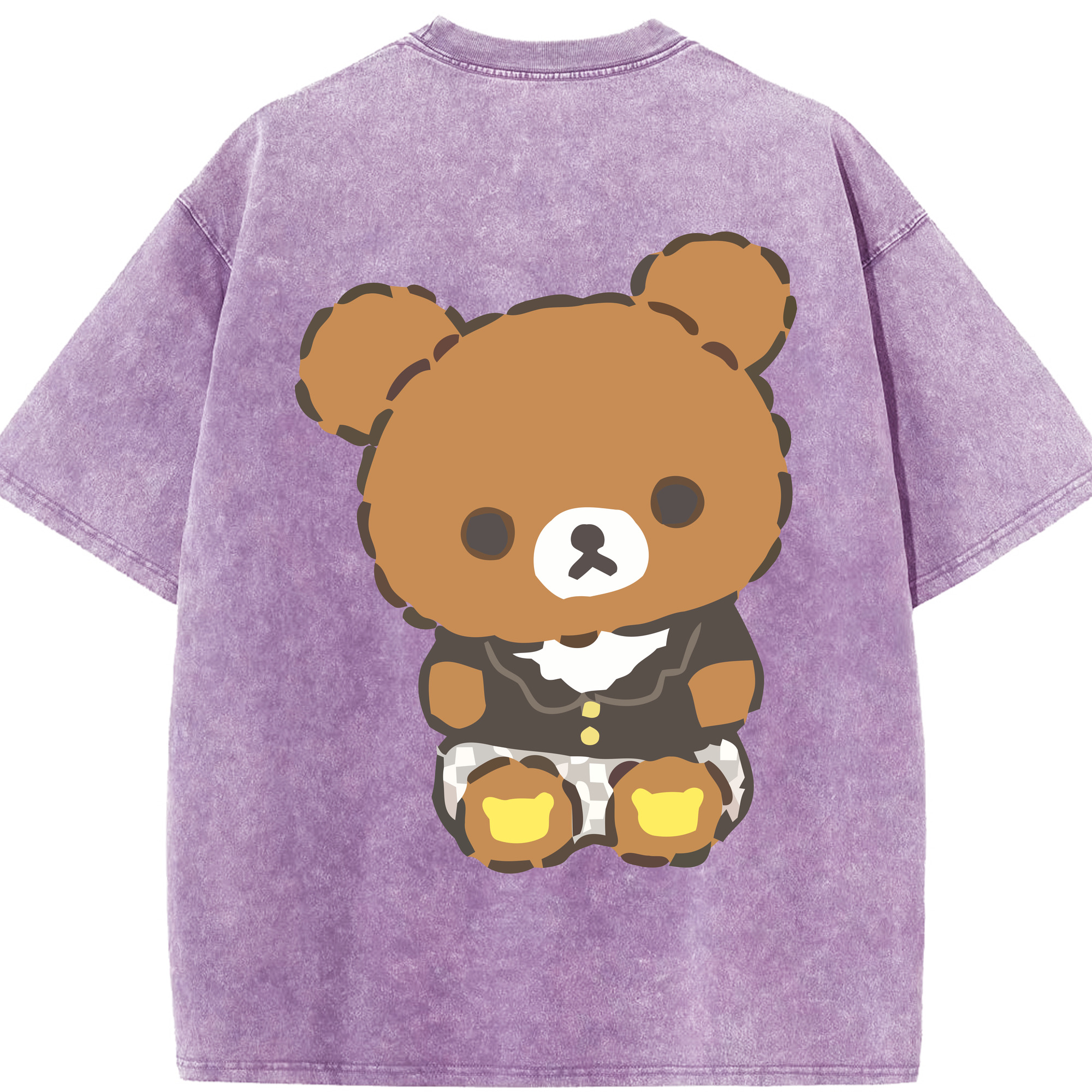 （画像用） リラックマ リラックマ キイロイトリ Rilakkuma Korilakkuma Kiiroitori 綿100% ヴィンテージ風 半袖Tシャツ（背面プリント）