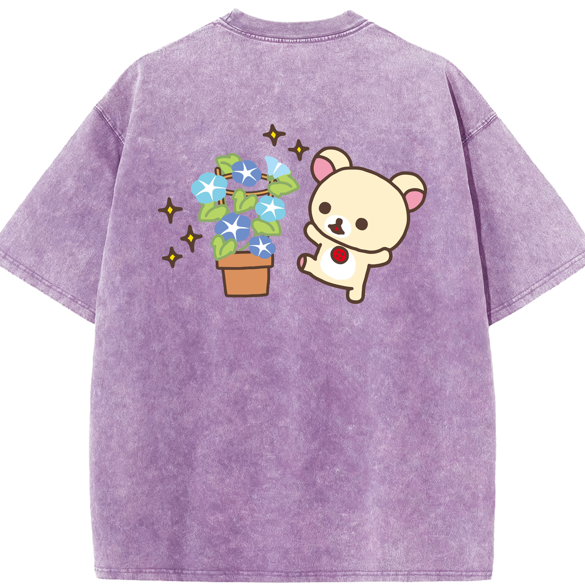 （画像用） リラックマ リラックマ キイロイトリ Rilakkuma Korilakkuma Kiiroitori 綿100% ヴィンテージ風 半袖Tシャツ（背面プリント）